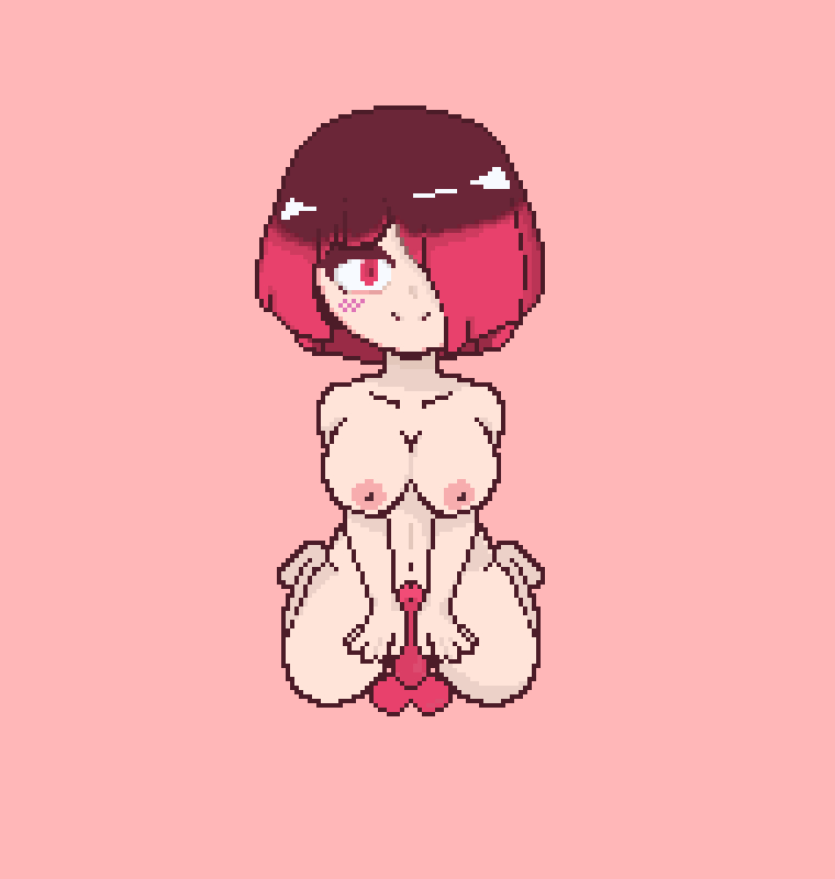 bete_noire betty_noire breasts brown_hair dildo glitchtale naked red_dildo red_eyes red_hair