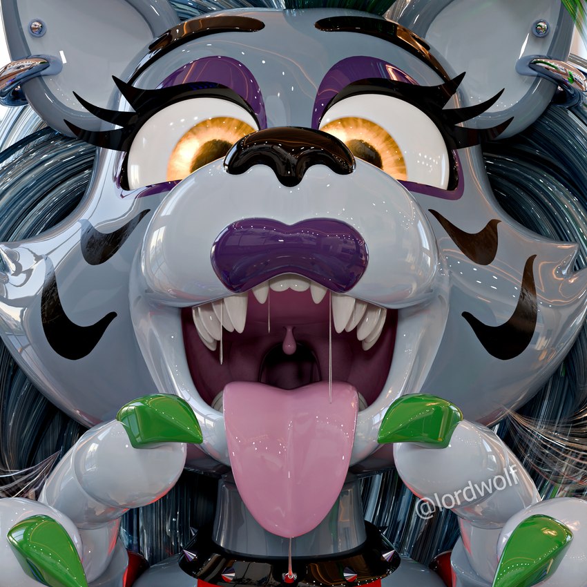 cum_in_mouth ear_piercing five_nights_at_freddy's five_nights_at_freddy's:_security_breach green_hair green_nails grey_body grey_hair lordwolf purple_eyeshadow purple_lipstick roxanne_wolf_(coolioart) roxanne_wolf_(fnaf) scottgames steel_wool_studios tongue_out yellow_eyes