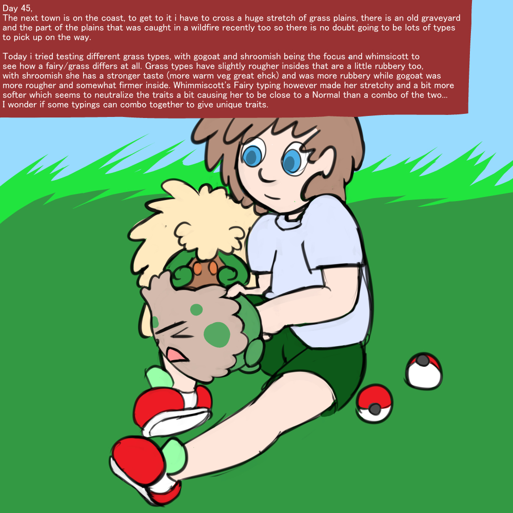 1boy ambiguous_gender anthro anthro_on_feral being_watched blue_eyes brown_eyes brown_hair closed_eyes clothing cotton fairy feral fingering grass hair interspecies jellymouse male mammal nintendo nude open_mouth outdoors penetration plant poke_ball pokemon pokemon_bw pokemon_rse pokephilia shirt shoes short_hair shorts shroomish simple_background sitting text tongue vaginal_penetration video_games whimsicott