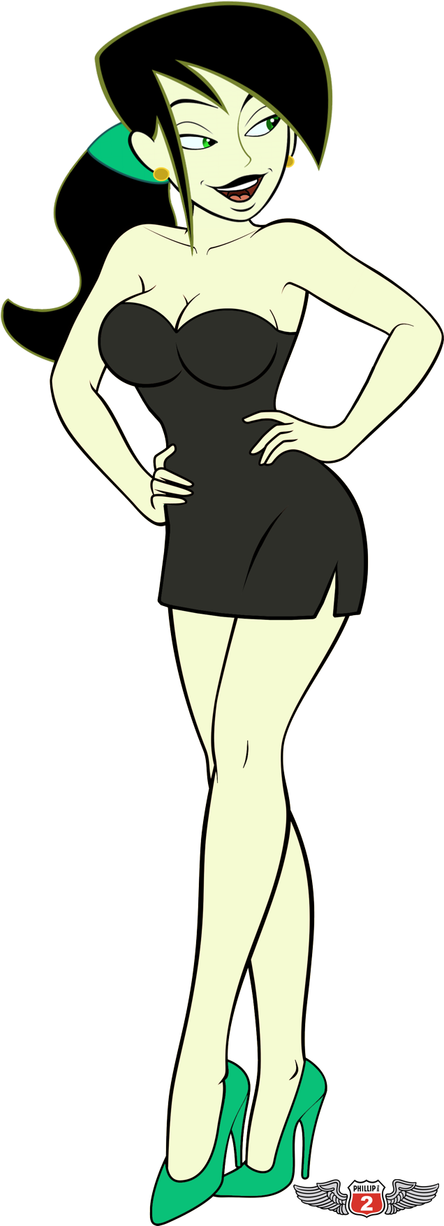 1girls alpha_channel cleavage disney disney_channel dress female for_sticker_use gagala high_heels kim_possible little_black_dress medium_breasts miss_go phillipthe2 png shego short_dress solo sticker_template transparent_background transparent_png