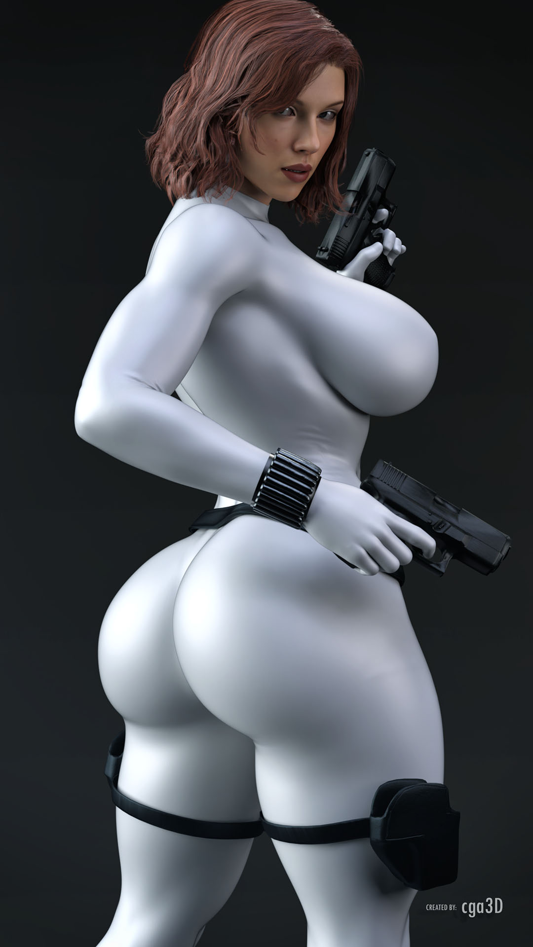 1girls, 3d, 3d (artwork), abs, ass, big ass, big breasts, black widow (marvel), bodysuit, breasts, breasts bigger than head, bubble butt, busty, butt bigger than head, cga3d, cleavage, curvaceous, curvy, curvy female, curvy figure, dual wielding, erect nipples, erotichris, female, female only, gun, hourglass figure, human, human only, light skin, light-skinned female, looking at viewer, looking over shoulder, marvel, marvel cinematic universe, marvel comics, medium hair, natasha romanoff, nipples, red hair, redhead, scarlett johansson, solo, solo female, superheroine, thick ass, thick thighs, thigh holster, voluptuous, voluptuous female, weapon, wide hips