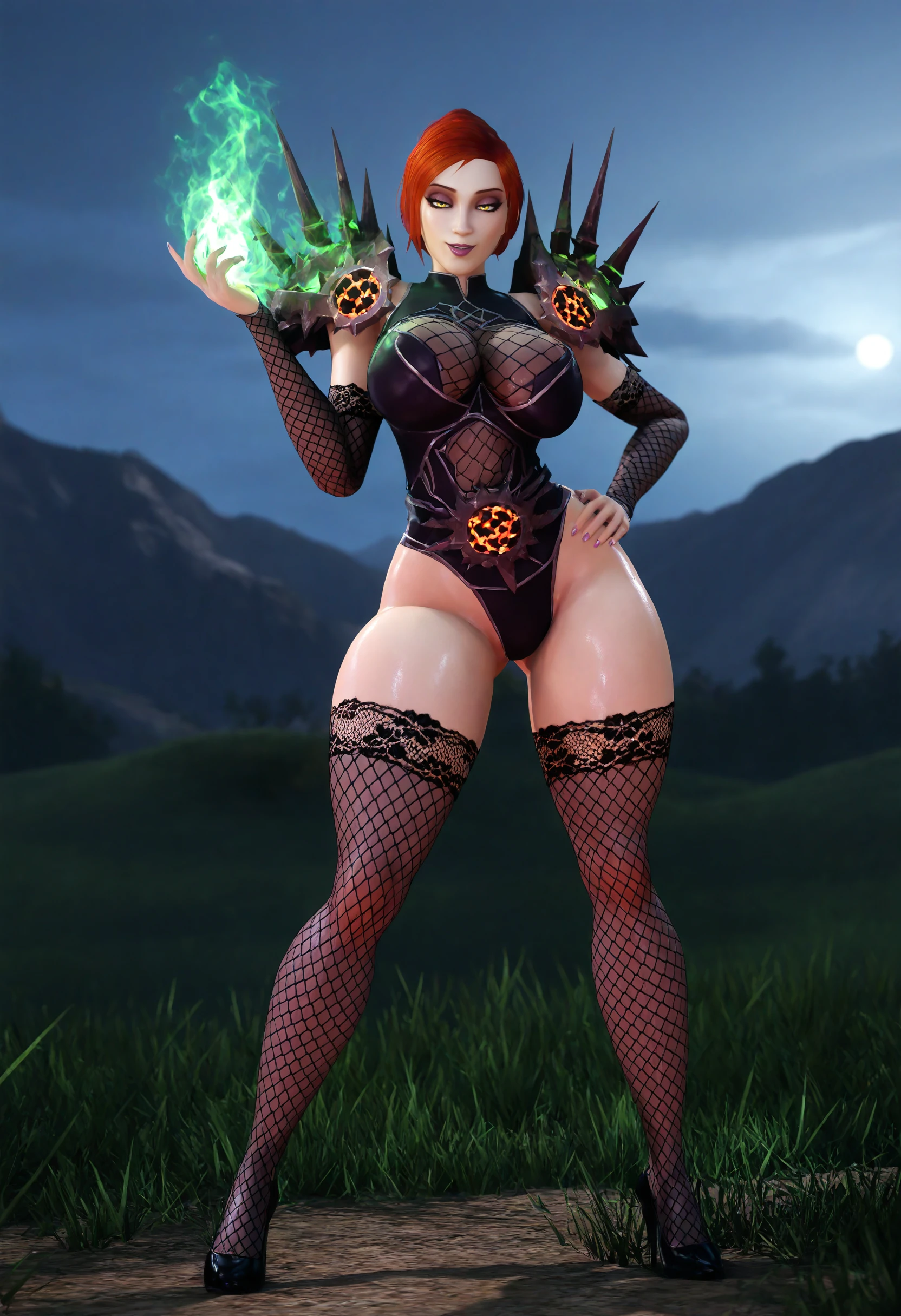 1girls, 3d, alliance (warcraft), assumi, big breasts, blizzard entertainment, breasts, cleavage, cleavage cutout, clothed female, clothing, corruptor raiment, female, female focus, female only, fishnet stockings, fishnets, human, human (warcraft), human (world of warcraft), human female, human warlock, large breasts, licking lips, naughty face, original character, red hair, solo, stockings, warcraft, warlock (warcraft), world of warcraft, yellow eyes