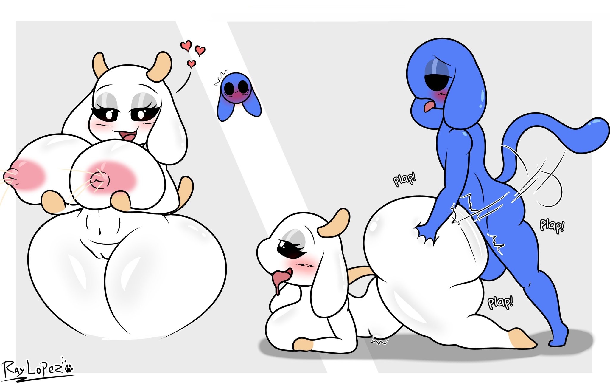 ahe gao, ahegao face, anthro, ass, big ass, big breasts, big butt, blush, blush lines, breast milk squirt, breast milking, breasts, bunny maloney, charlotte (bunny maloney), edit, female, furry, goat, goat horns, heart symbol, huge ass, huge butt, jean francois, jean-francois, lactating, lactation, looking at viewer, male, male/female, nipples, penis, penis in pussy, pussy, raylopez, request, sex, tagme, tounge out, unknown species