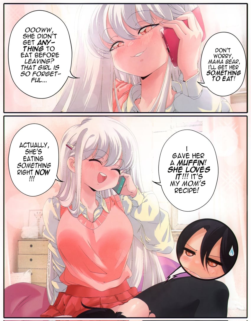 blanc (grs-), cunnilingus, eating pussy, female, femdom, grs-, lezdom, on phone, original, original character, phone, pussy, submissive, submissive female, yuri