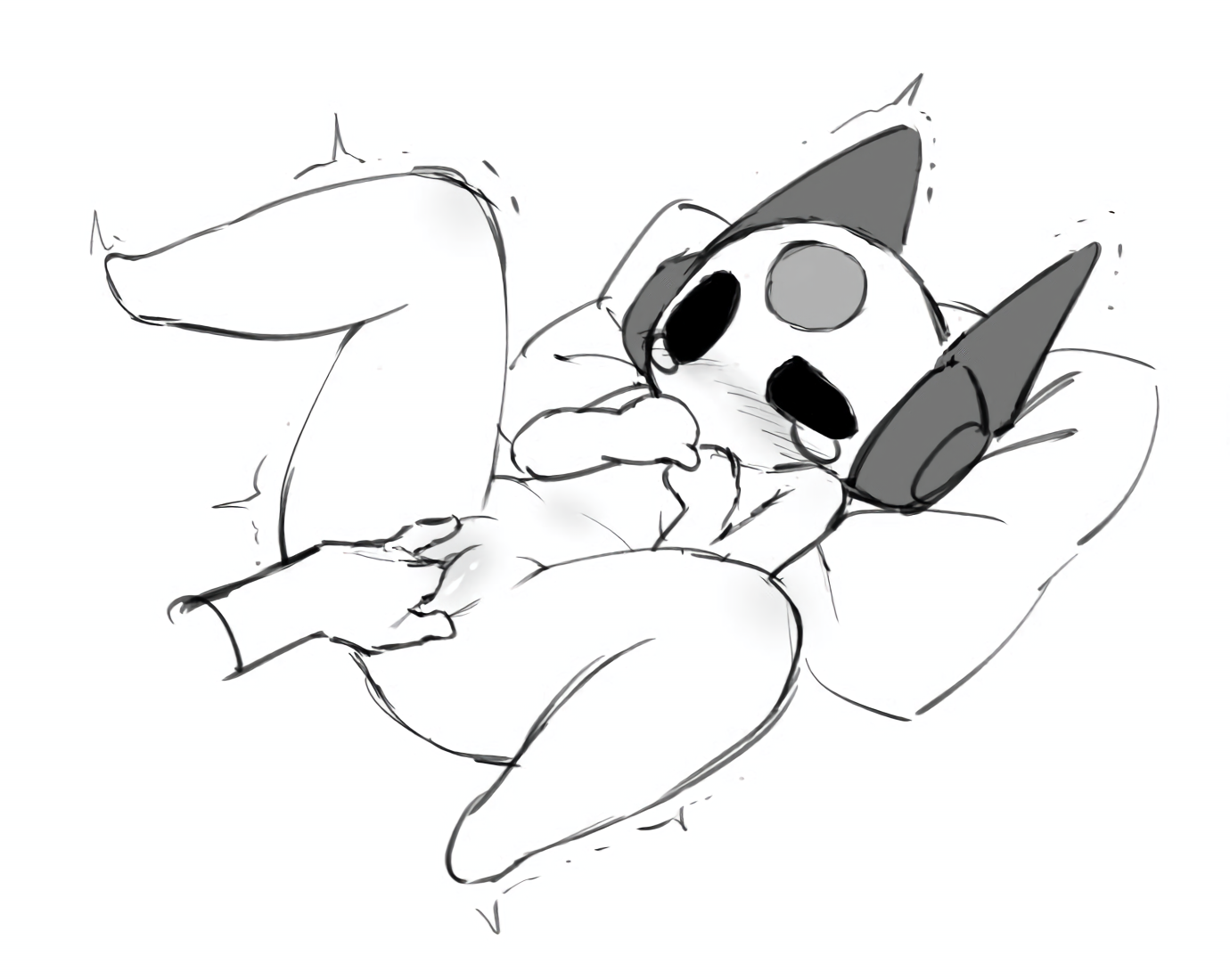 1girls, antennae (anatomy), artist request, blush, blushing, crying, disembodied hand, facial markings, female, female focus, finger fuck, fingering, iterator (rain world), looks to the moon (rain world), motion lines, on back, overstimulation, pillow, pussy, questionable consent, rain world, rape, robot, robot girl, robot humanoid, shaking, shiny skin, tears, vaginal, vaginal fingering, vaginal penetration, vaginal sex
