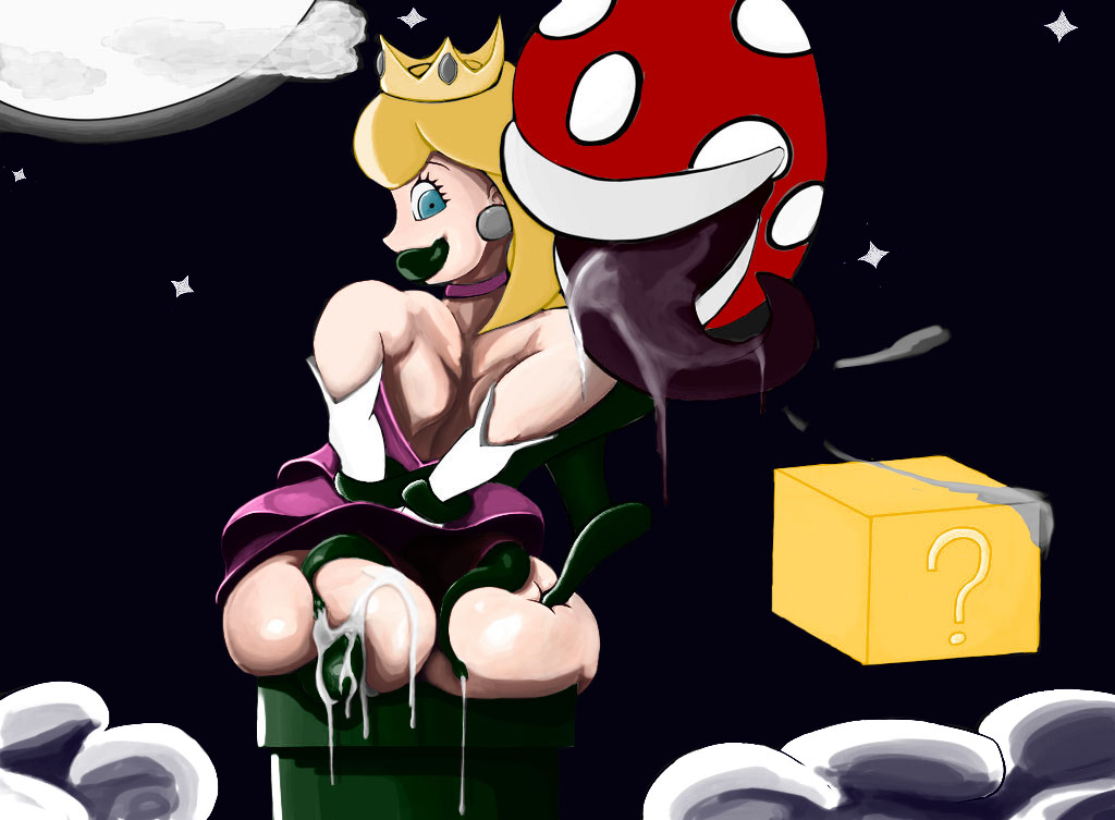 1girls 1other ?_block ass back big_ass cum cum_on_ass female female_focus isildur007 mario_(series) nintendo outdoors princess_peach restrained super_mario_bros. tentacle tentacle_rape thick tongue tongue_out warp_pipe