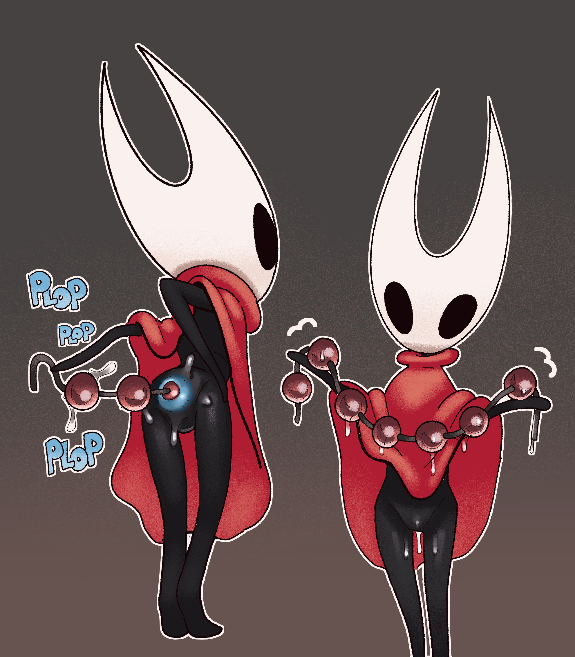 1girls, anal, anal beads, anal beads pull, anal sex, anus, ass, black skin, dogma, dogmalord, female, hollow knight, hollow knight: silksong, hornet (hollow knight), naked, nude, outerwear, outerwear only, rosary, sex toy, solo