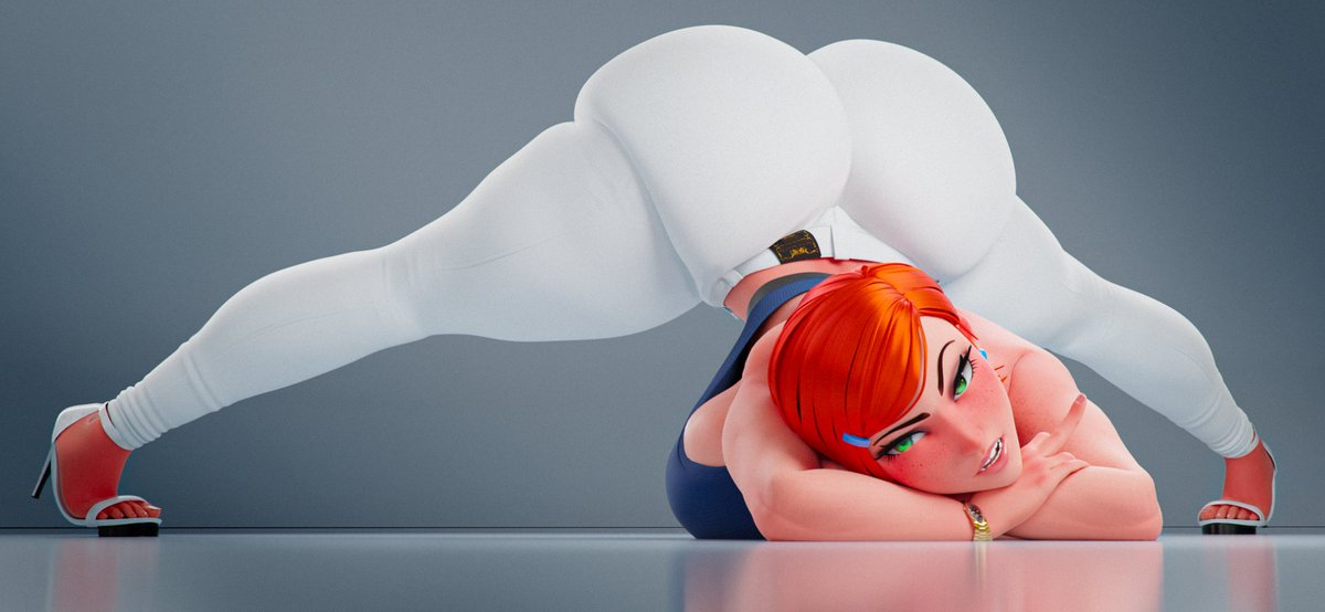 1girls, 3d, 3d (artwork), ass, ben 10, ben 10 (classic), black eyeliner, black eyeshadow, breasts, bubble ass, bubble butt, cartoon network, child bearing hips, cleavage, cleavage cutout, clothed female, clothing, clothing cutout, crop top, curvaceous, curvaceous female, curvy female, curvy hips, earrings, eyeliner, eyeshadow, female, female focus, female only, fit, fit female, freckles, freckles on face, ginger, ginger hair, green eyes, gwen tennyson, gwen tennyson (classic), hair ornament, hairclip, high heels, hourglass figure, huge ass, huge breasts, human, jack-o pose, large ass, large breasts, light skin, light-skinned female, looking at viewer, makeup, middle finger, pale skin, pale-skinned female, partially clothed, pearl earrings, scrag boy, scrag boy (model), scrag gwen, short hair, sideboob, skin tight, skindentation, solo, solo female, solo focus, thick thighs, tight clothes, tight clothing, tight fit, tight pants, toned, toned body, toned female, toned stomach, top-down bottom-up, white high heels, white legwear, wide hips, wristwatch, wristwear