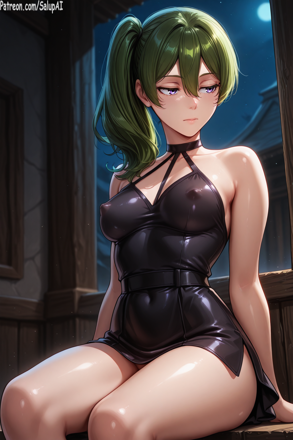 1girl 1girls ai_generated clothed clothes female female_only frieren_beyond_journey's_end green_hair looking_away medium_breasts navel_visible_through_clothes nipples_visible_through_clothing patreon ponytail purple_eyes salupai see-through see-through_clothing side_ponytail solo solo_female sousou_no_frieren thin_eyebrows ubel_(sousou_no_frieren) uncensored visible_nipples watermark