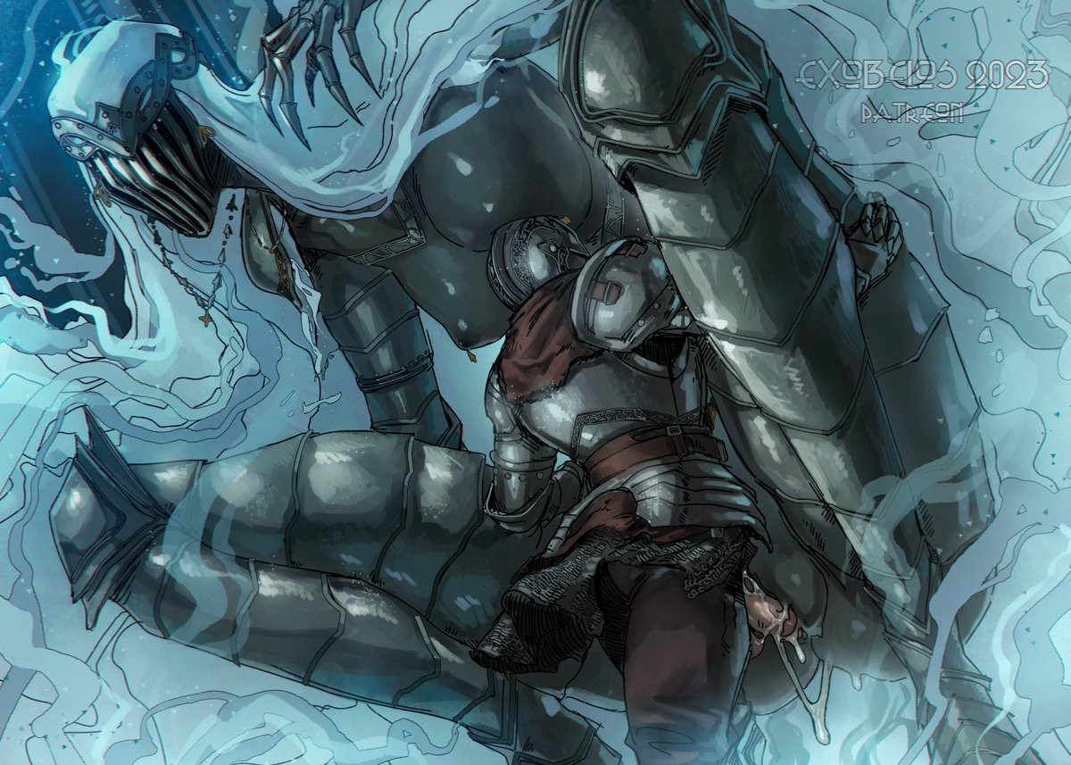 armor, ashen one, big breasts, breasts, cum, dancer of the boreal valley, dark souls, dark souls 3, exobelos, female, fromsoftware, helmet, larger female, male, nipples, pussy, shorter male, size difference, skimpy armor, smaller male, taller female, vaginal penetration