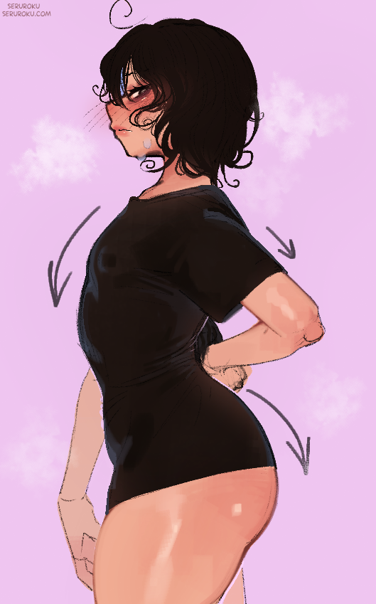 1boy big_ass femboy huge_ass human male male_only seruroku side_view solo solo_male tight_clothing