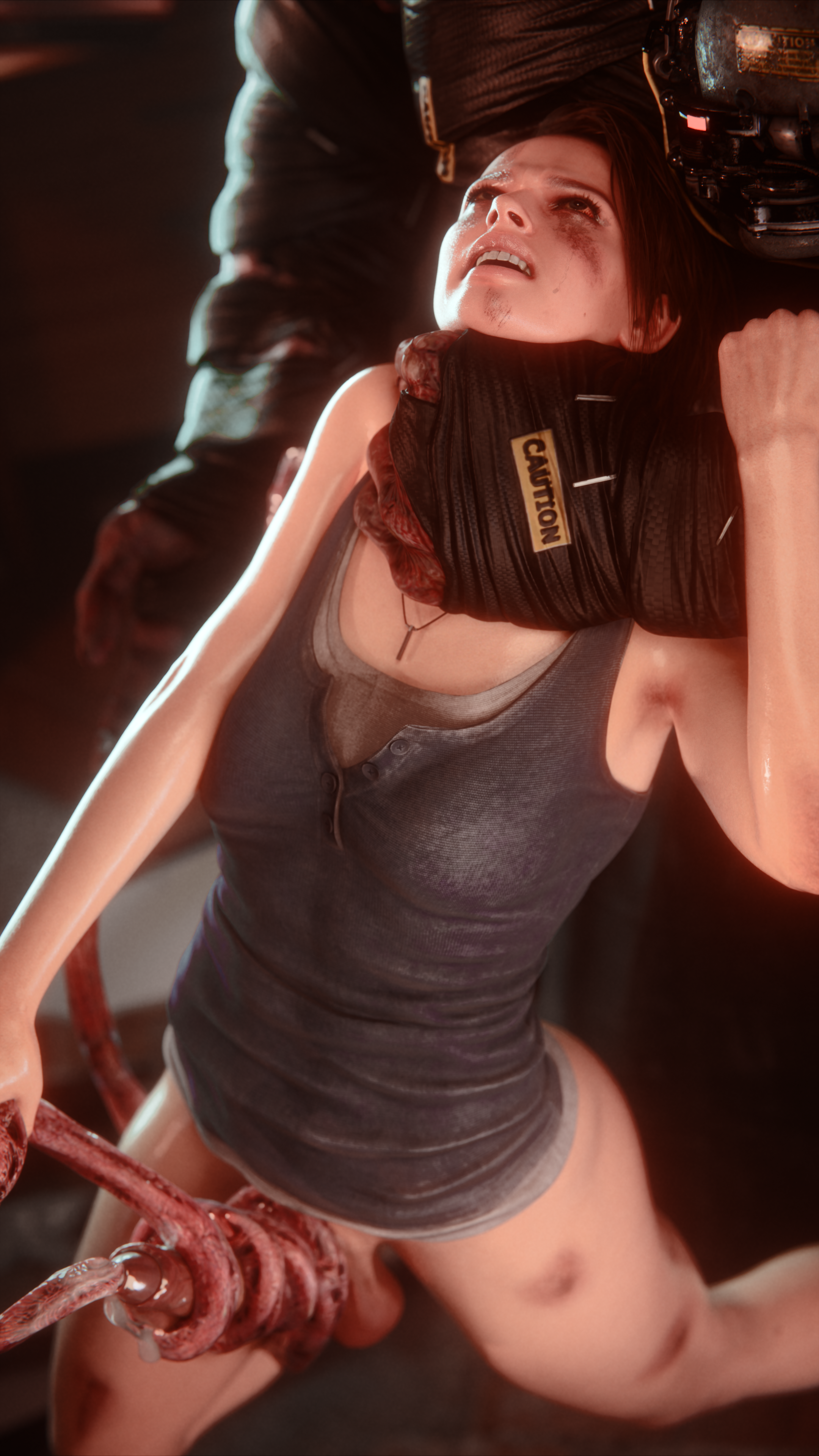 3d, bruise, capcom, choke hold, choking, clothing, exposed penis, futanari, human, intersex, jill valentine, jill valentine (sasha zotova), leaking cum, manual, masturbating while penetrated, nemesis (resident evil), pale skin, penis, rape, resident evil, resident evil 3, resident evil 3 remake, scamarai, shirt, shirt only, size difference, tentacle, tired, urethral insertion