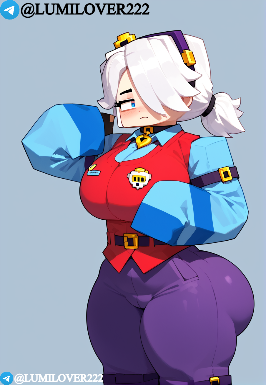 ai generated, ass, big ass, big breasts, blush, brawl stars, breasts, colette (brawl stars), female, huge ass, huge breasts, lumilover222, minecraft, pants