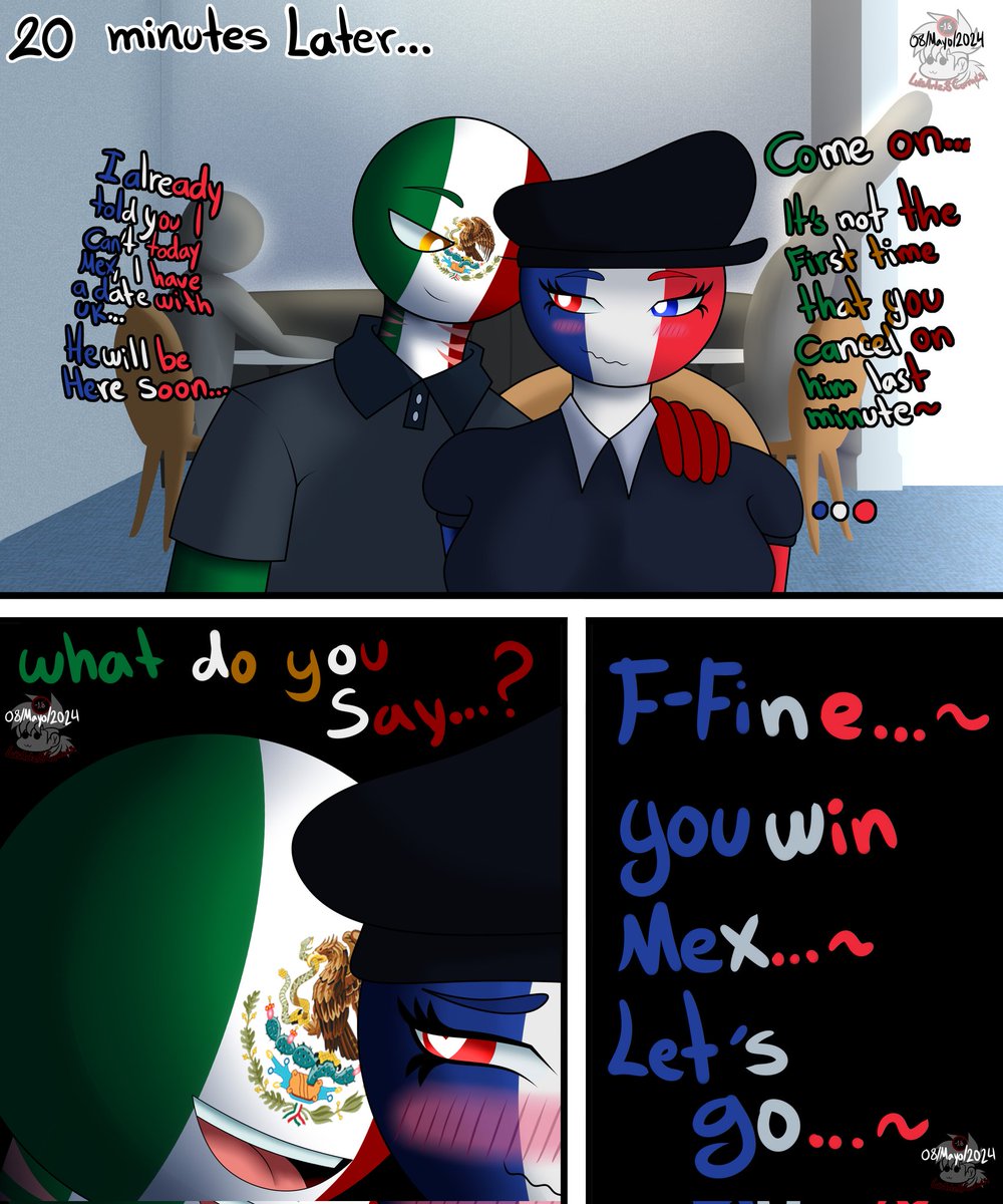 countryhumans countryhumans_girl france_(countryhumans) luisartz_(artist) mexico_(countryhumans) tagme