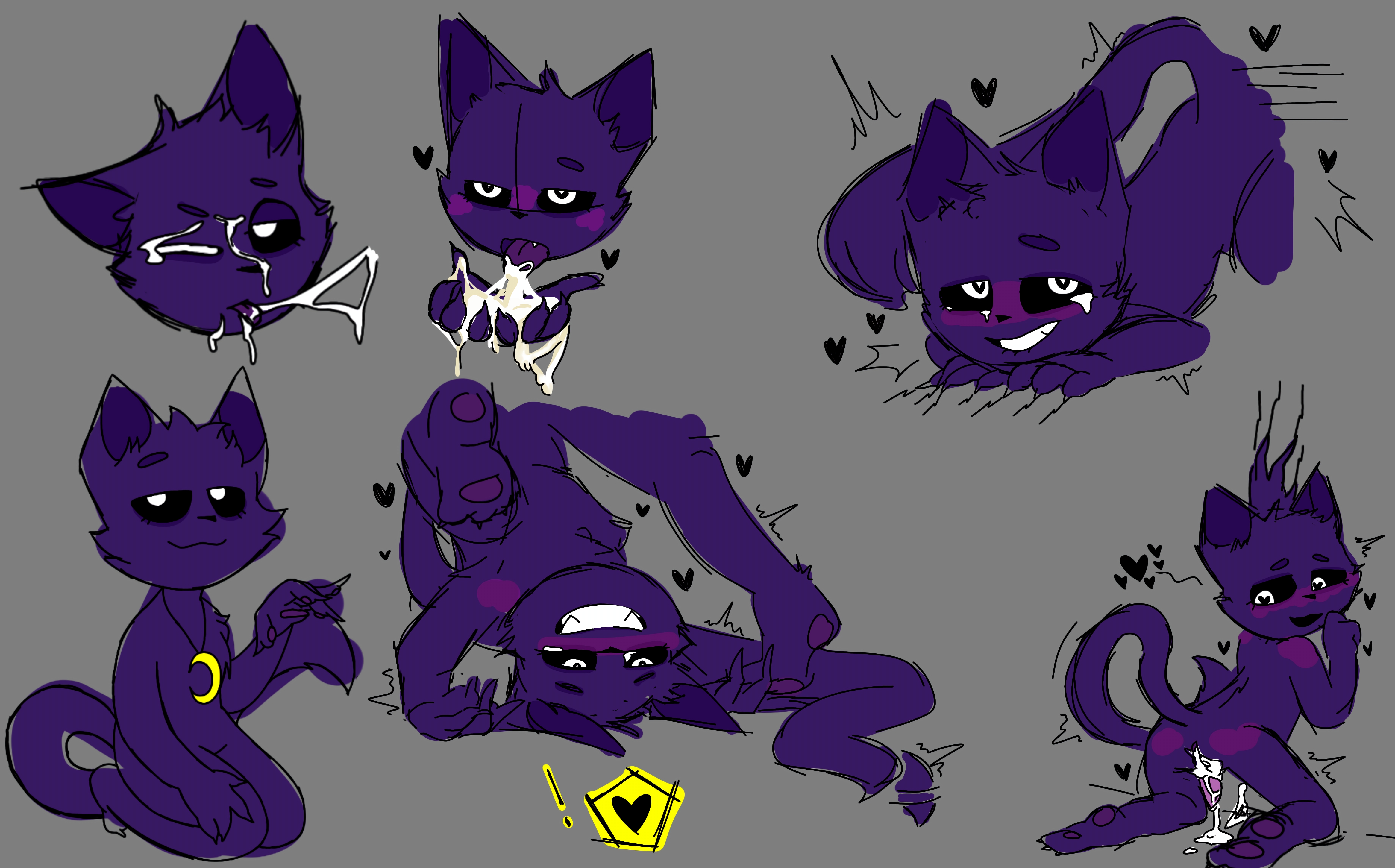 anal sex, ass, cartoony, catnap, catnap (poppy playtime), critters (poppy playtime), cum in ass, cum in mouth, cum on face, feline, furry, furry only, gay, kream cake, male, no humans, poppy playtime, poppy playtime (chapter 3), purple fur, purple tail, smiling critters