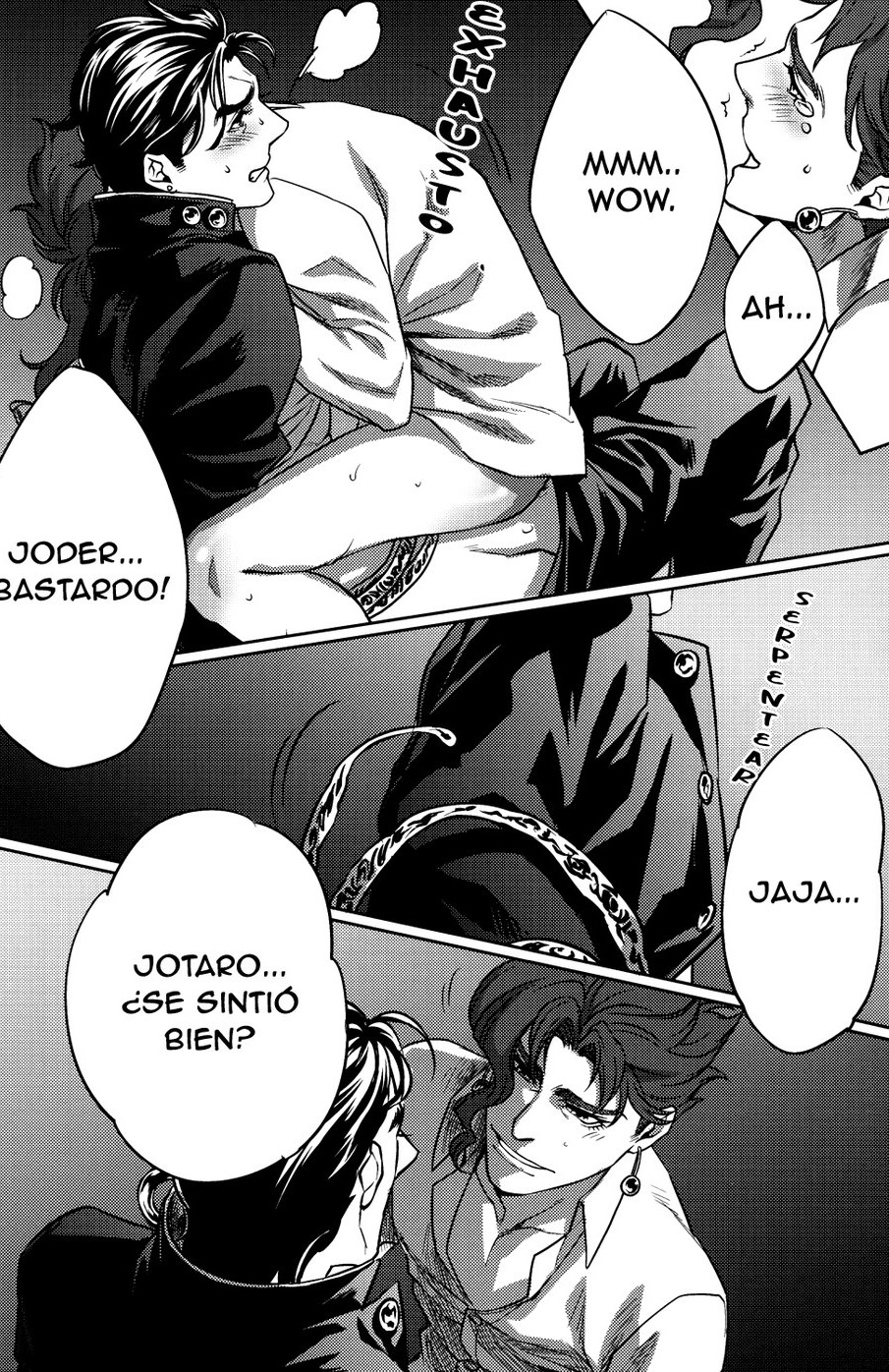 2boys blush gay jojo's_bizarre_adventure jotaro_kujo male male/male male_only male_penetrated male_penetrating male_penetrating_male noriaki_kakyoin spanish_text stardust_crusaders yaoi