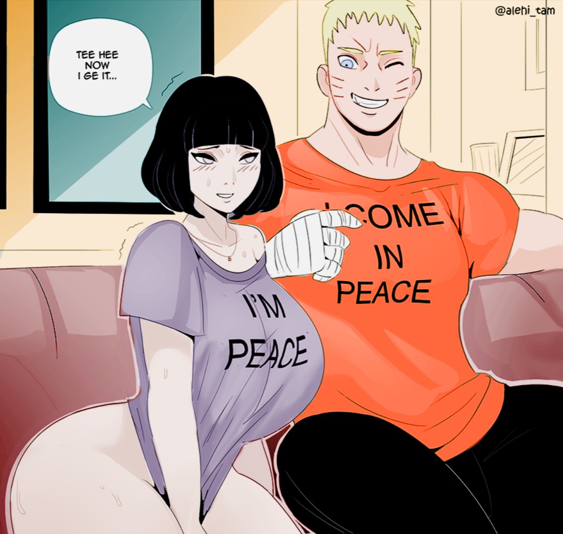 1boy 1girls ajaycolor alehi bandage bandaged_arm bare_legs bare_thighs big_breasts blush bob_cut boruto:_naruto_next_generations bottomless busty child_bearing_hips clothed clothing color_edit color_edit_by_uploader couch couple curvaceous curvy curvy_body curvy_female curvy_figure dialogue english_text female fully_clothed hi_res high_resolution highres hourglass_figure human hyuuga_hinata indoors large_breasts looking_at_partner male medium_hair muscles muscular muscular_male narrowed_eyes naruto naruto_(series) no_panties one_eye_closed partially_clothed self_upload shirt_down shirt_pull shoulder_length_hair shounen_jump sitting sofa speech_bubble sweat sweatdrop sweating sweaty_thighs t-shirt text thick_thighs thighs tight_clothing uzumaki_naruto voluptuous wink