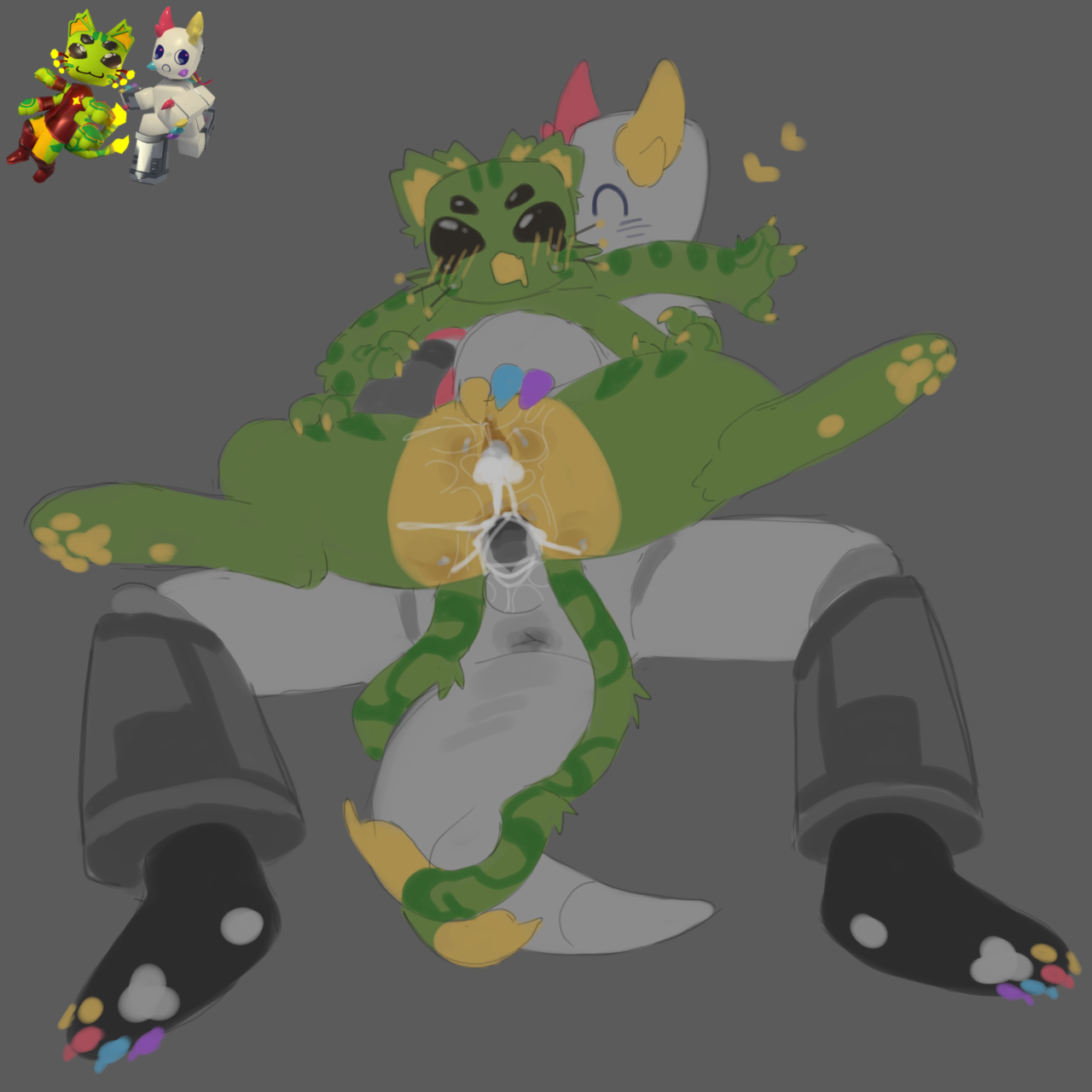 2boys, cuntboy, cuntboy/male, doodle, furry, gnarpy (regretevator), intersex, male, male only, naked, naked male, prototype (regretevator), reference image, regretevator, request, roblox, roblox game, robot, robot boy, self upload, sexmaster99, tagme