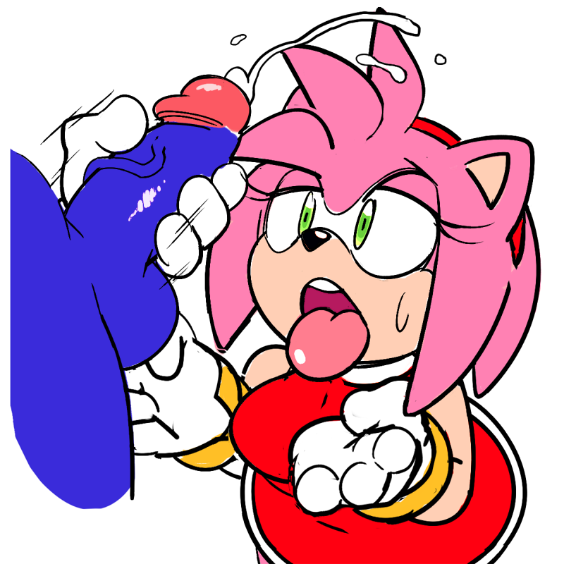 amy_rose balls blue_fur breasts cum dress female furry hedgehog mammal masturbation open_mouth penis sega sonic_(series) sonic_the_hedgehog straight watatanza