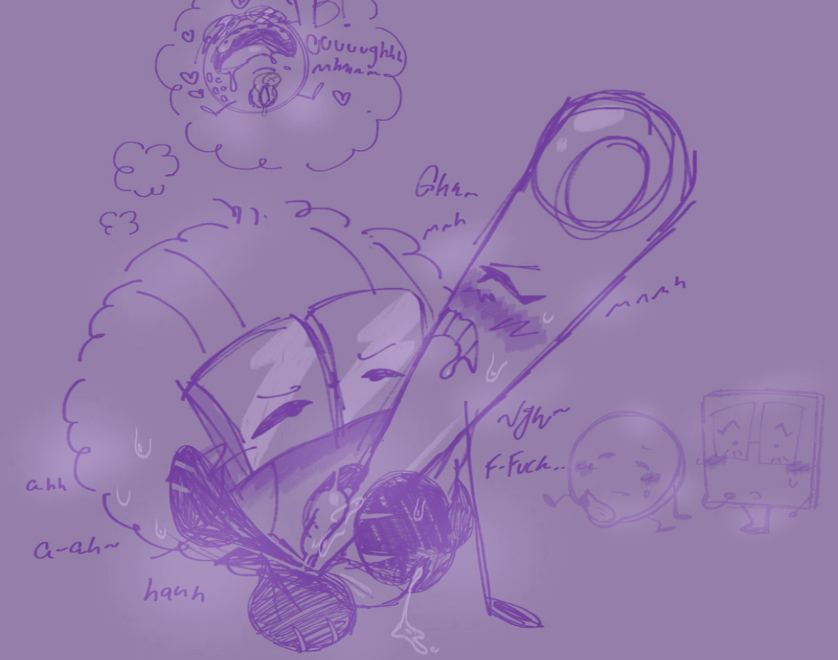 battle for bfb, battle for bfdi, battle for dream island, battle for dream island again, bfb, bfdi, bfdia, book (bfdi), closed eyes, coiny, cunnilingus, drool, drooling, female, golf ball (bfdi), idfb, jerking, jerking off, licking, licking pussy, male, male/female, needle (bfdi), object show, object show community, object shows, objects, osc, purple background, pussy, rarepair, sweat, sweating, sweaty, tennis ball (bfdi), the power of two, thinking, thoughts, tpot