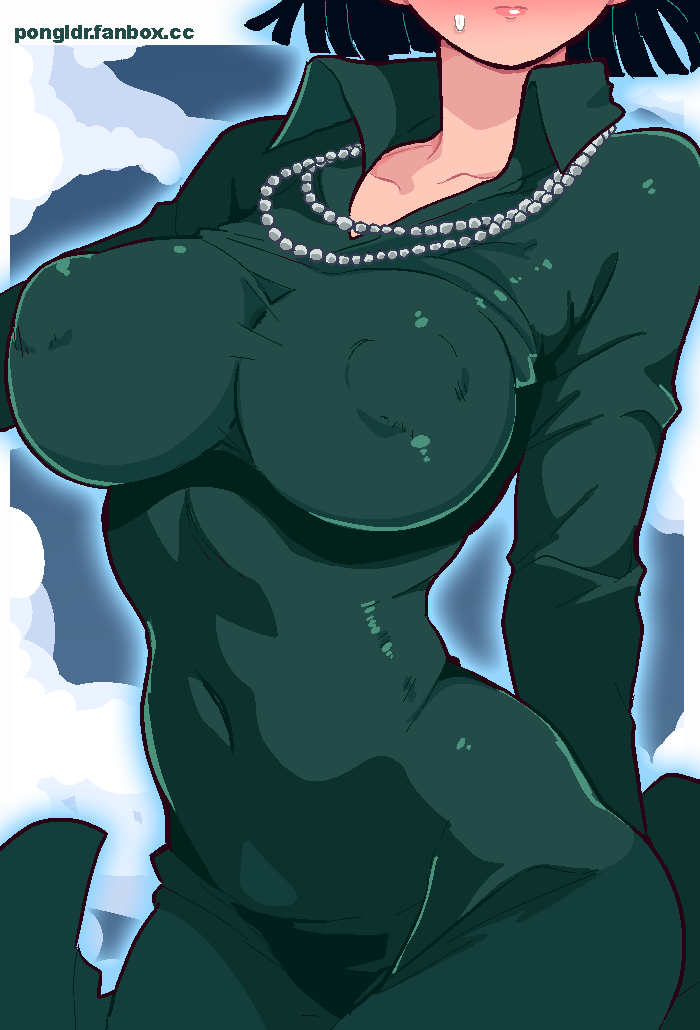 1girls, big breasts, breast focus, breasts, clothing, dark green hair, dress, eyes out of frame, female, female only, fubuki (one-punch man), green dress, hair, hips, huge breasts, lips, necklace, neckwear, nipple bulge, one-punch man, pearl necklace, pongldr, short hair, solo, solo female, sweat, sweatdrop, upper body, upper body focus