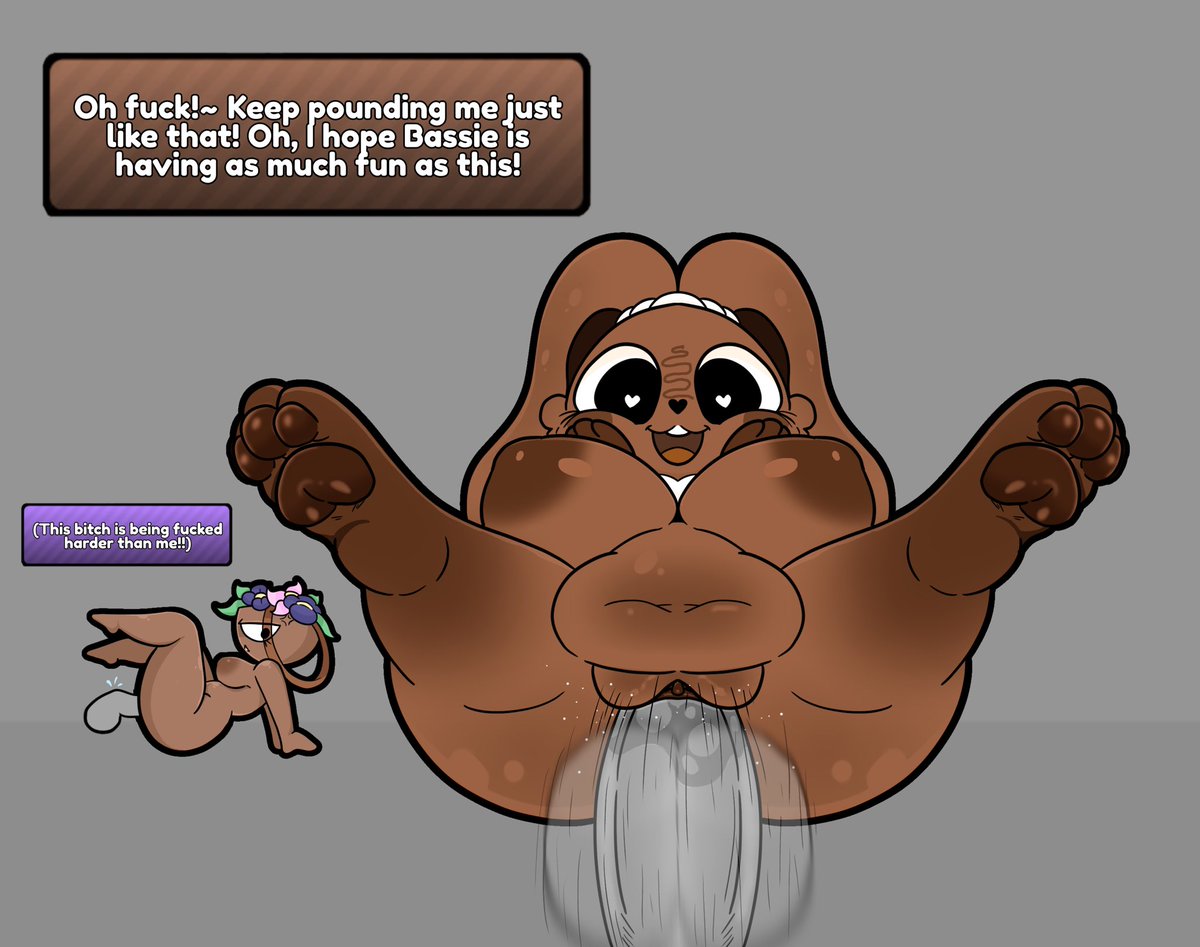 2girls, anon, anonymous male, areolae, bassie (dandy's world), breasts, bunny, bunny ears, cocoa (dandy's world), dandy's world, insecure, jealous, jealous female, maramur3x, penis, penis in pussy, pussy, roblox, tagme, text, toon, toons, toons (dandys world)