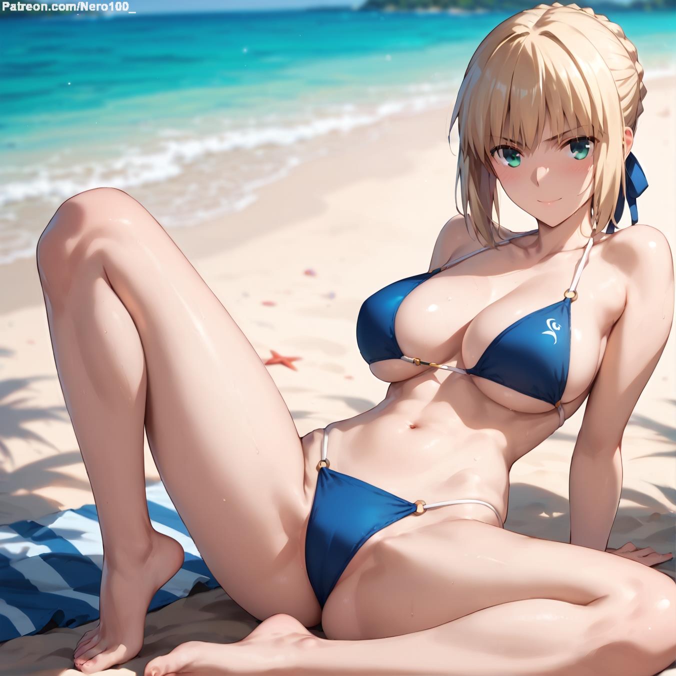 1girls 2d ai_generated artoria_pendragon athletic athletic_female beach big_ass big_breasts bikini bikini_bottom bikini_top blonde_hair breasts bun chest curvy curvy_figure cute cute_face detailed eyelashes eyeshadow fate/grand_order fate/stay_night fate/zero fate_(series) female female_only fit fit_female focus high_quality large_breasts legs light-skinned_female light_skin lips lipstic looking_at_viewer makeup mascara outdoors outside pale-skinned_female pale_skin perky_breasts posing saber seductive seductive_look sitting skinny skinny_girl stable_diffusion tagme thighs thin_female thin_waist