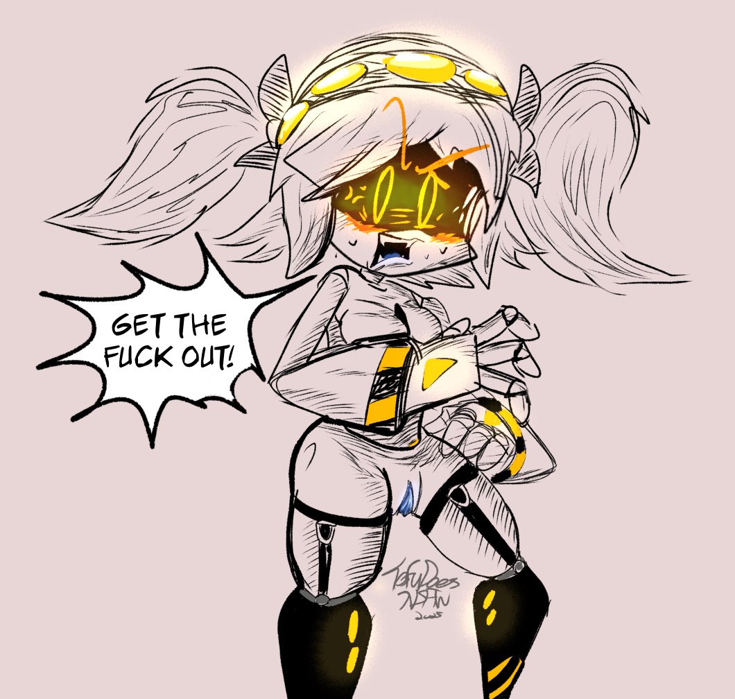 covering, enf, female, female only, garter belt, garter straps, humiliation, j (murder drones), murder drones, shocked, surprised, tofudoesart