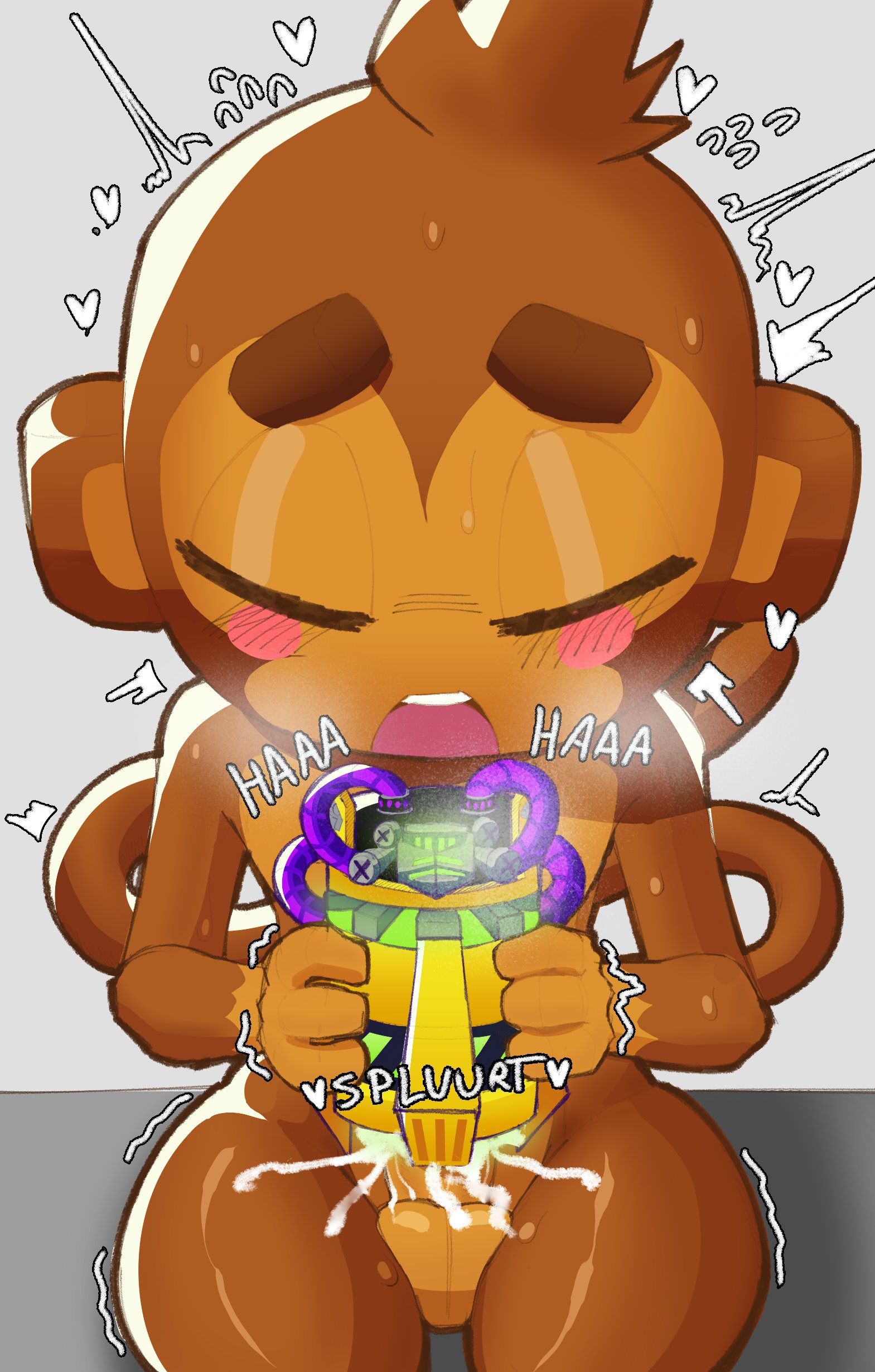 1boy, 2025, anthro, bloons td 6, bloons tower defense, brown fur, closed eyes, cum, cum inside, cumming, cumshot, fleshlight, haplorhine, male, masturbation, monkey, monkey boy, monkey ears, monkey tail, monkiebrained, orgasm, orgasm face, primate, punishedtooner, sex toy, solo, solo male, tail