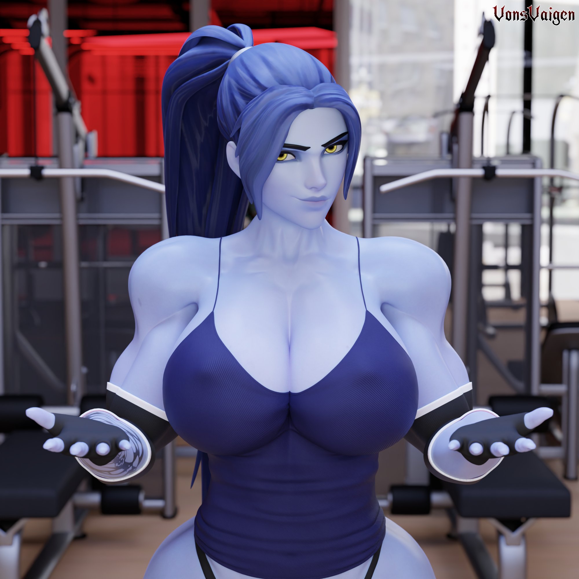 1girls, 3d, activision, amelie lacroix, ass, big ass, big breasts, big thighs, blizzard entertainment, blue body, blue skin, blue-skinned female, breasts, bubble ass, bubble butt, bust, busty, chest, curvaceous, curves, curvy, curvy figure, female, female only, fit, fit female, gym, hips, hourglass figure, huge ass, large ass, legs, leotard, mature, mature female, muscular, muscular female, overwatch, overwatch 2, slim waist, solo, thick, thick ass, thick hips, thick legs, thick thighs, thighs, toned, toned female, voluptuous, voluptuous female, vonsvaigen, waist, wide hips, wide thighs, widowmaker