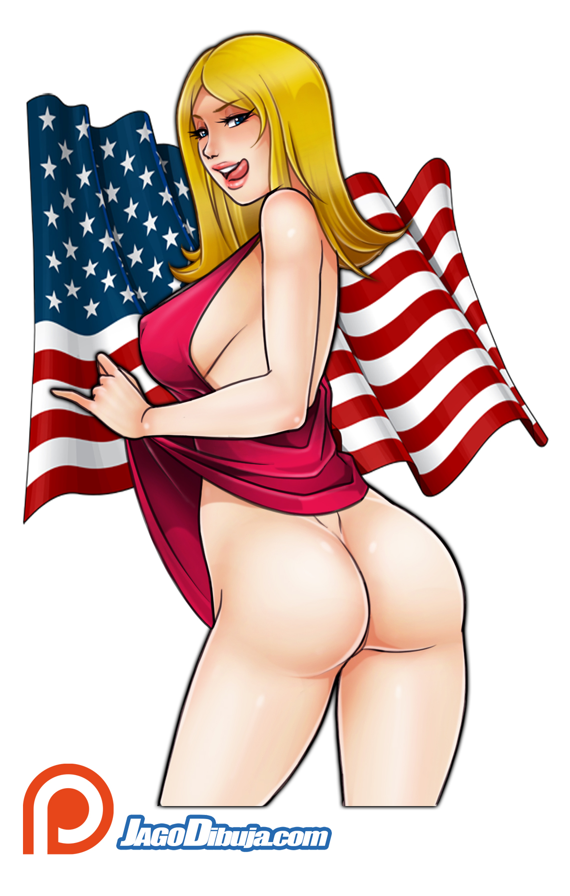 1girls, alternate breast size, american dad, american flag, ass, bare shoulders, blonde hair, blue eyes, breasts, covered breasts, erect nipples, female, female only, francine smith, high resolution, hips, jago dibuja, large breasts, legs, lips, long hair, milf, nipple bulge, nipples, pale skin, panties, sideboob, solo, teeth, thighs, tongue, tongue out, topless, underwear
