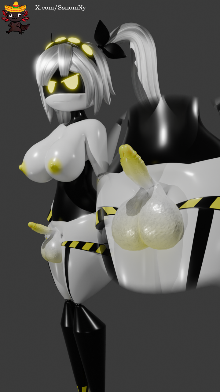 1futa 1girls 3d big_balls big_balls_with_big_penis futanari j_(murder_drones) murder_drones nude nude_female oversized_balls pose robot robot_futa robot_girl small_penis ssnomaly