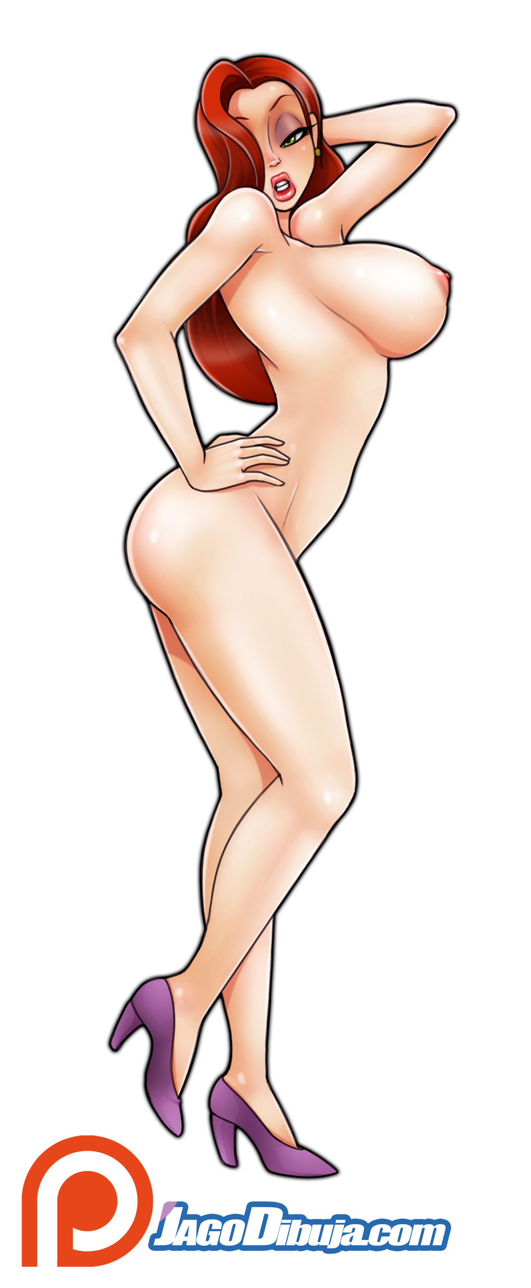 1girls, breasts, disney, female, jago dibuja, jessica rabbit, large breasts, nipples, nude, solo, tagme, who framed roger rabbit