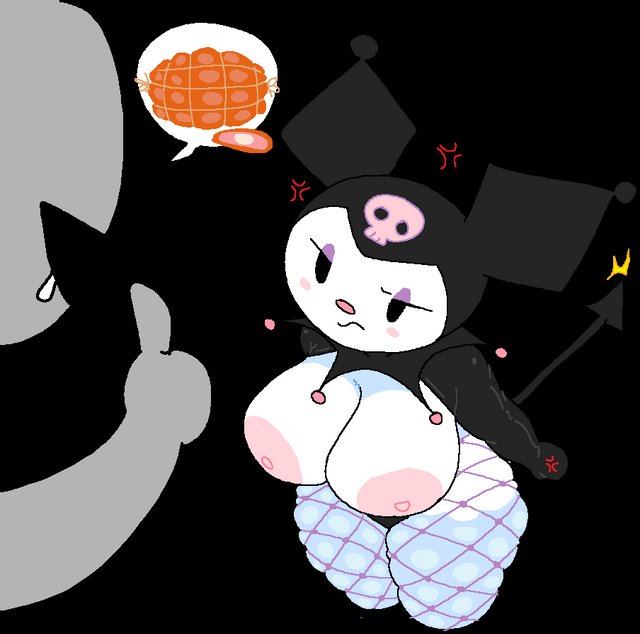 angry, big breasts, breasts, cassettedream, comparison, dream-cassette, fishnets, hoshime, kuromi, sanrio, tagme, thighs