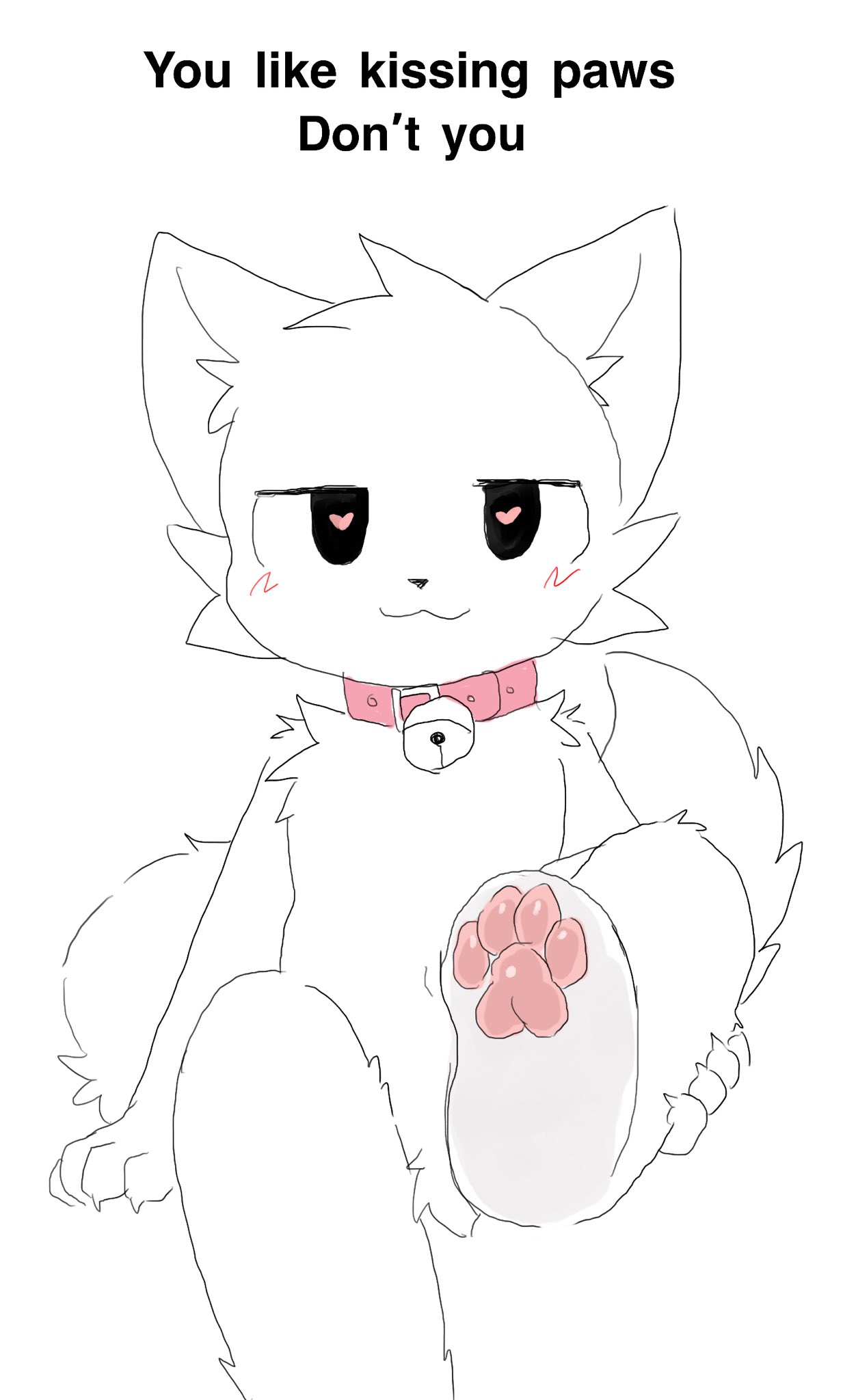 1boy, anthro, boykisser, boykisser (meme), digital media, feet, foot fetish, foot focus, fur, furry, gray wolf96u, heart-shaped pupils, lol comments, male, paws, presenting feet, sanu (サヌ), sketch, solo, solo male, tail, text