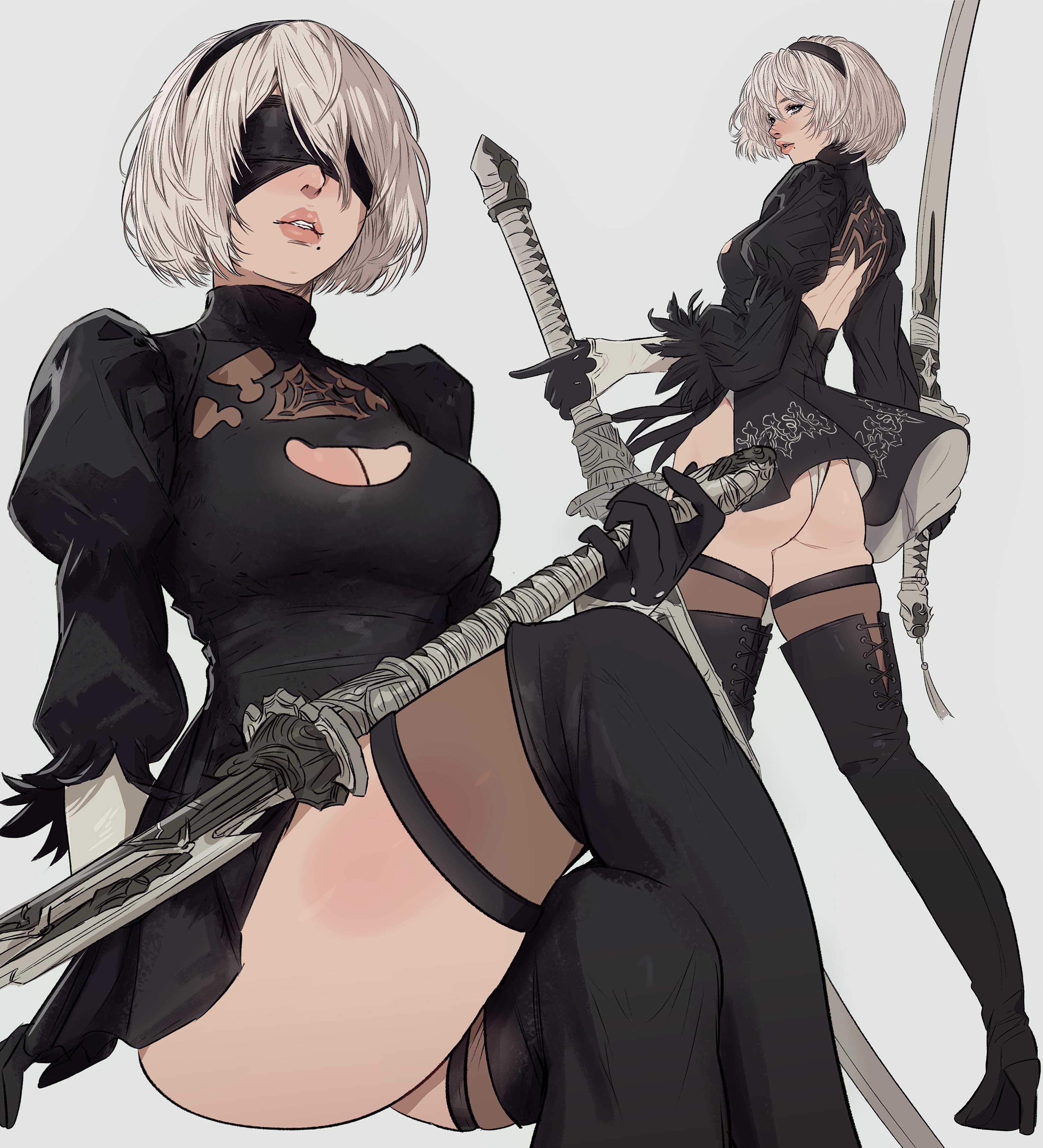 female, nier: automata, yoracrab, yorha 2b