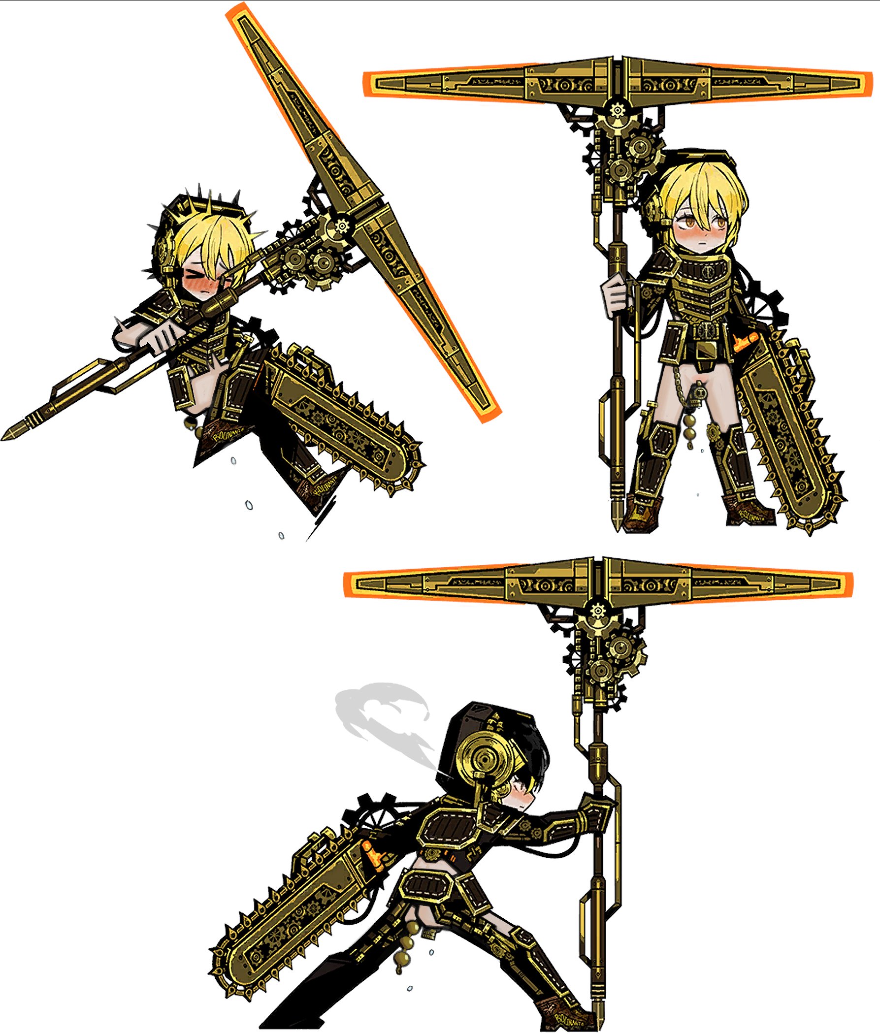 1girls, anal beads, ass, bottomless, don quixote (limbus company), edit, female, limbus company, machinery, project moon, pussy, sami camo, sprite edit, vibrator