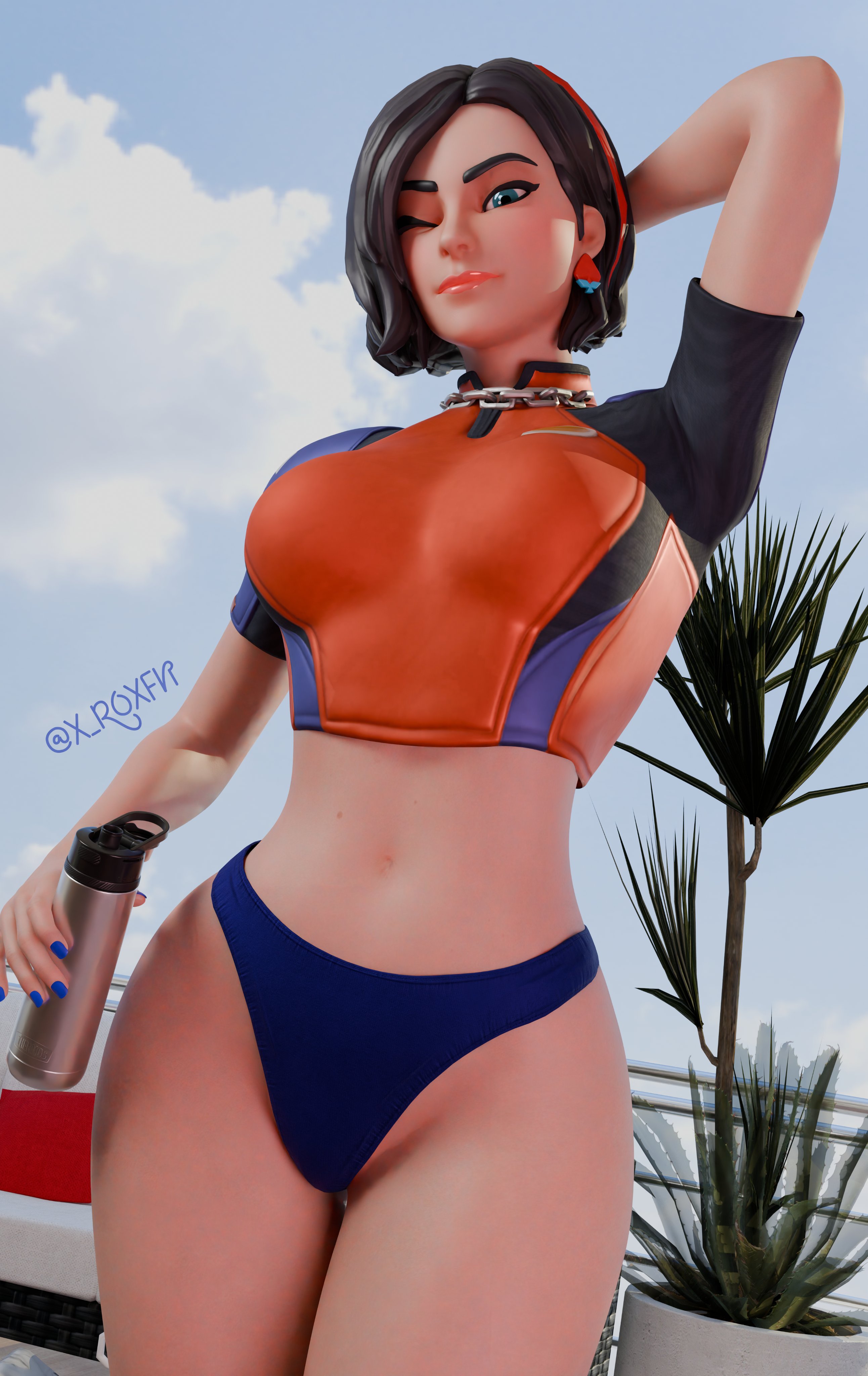 1girls, big breasts, breasts, choker, curvy, earrings, epic games, female, female focus, female only, fortnite, fortnite: battle royale, horny, horny female, light skin, light-skinned female, pose, pussy, rox (fortnite), thick thighs, thighs, vagina, x roxfn
