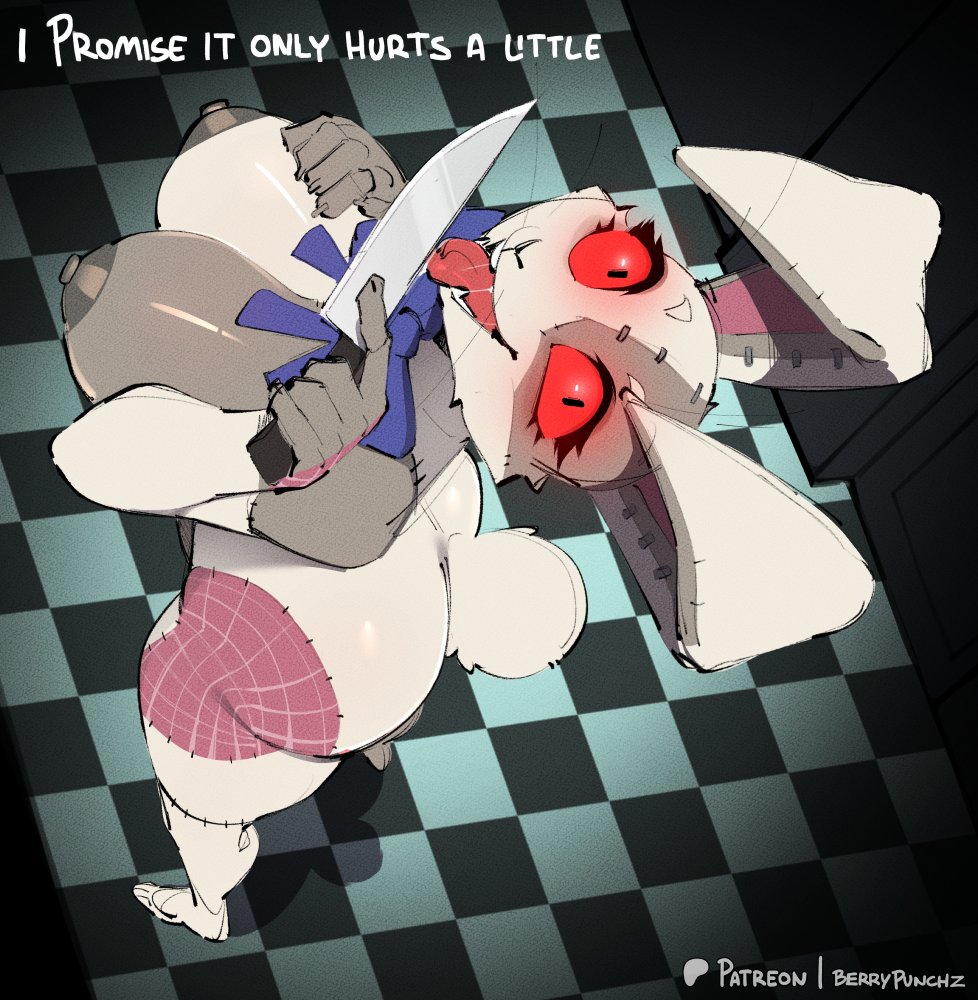 2025, areola, areolae, berrypunchz, big areola, big ass, big breasts, big butt, big nipples, breasts, bunny costume, bunny ears, bunny tail, female, five nights at freddy's, five nights at freddy's: security breach, furry, furry female, hand on breast, holding knife, huge ass, huge breasts, huge butt, huge nipples, knife, large ass, large breasts, large butt, large nipples, licking knife, looking at viewer, looking up, naked female, red eyes, solo, thick ass, thick legs, thick thighs, thighs, twitter link, vanny (fnaf)