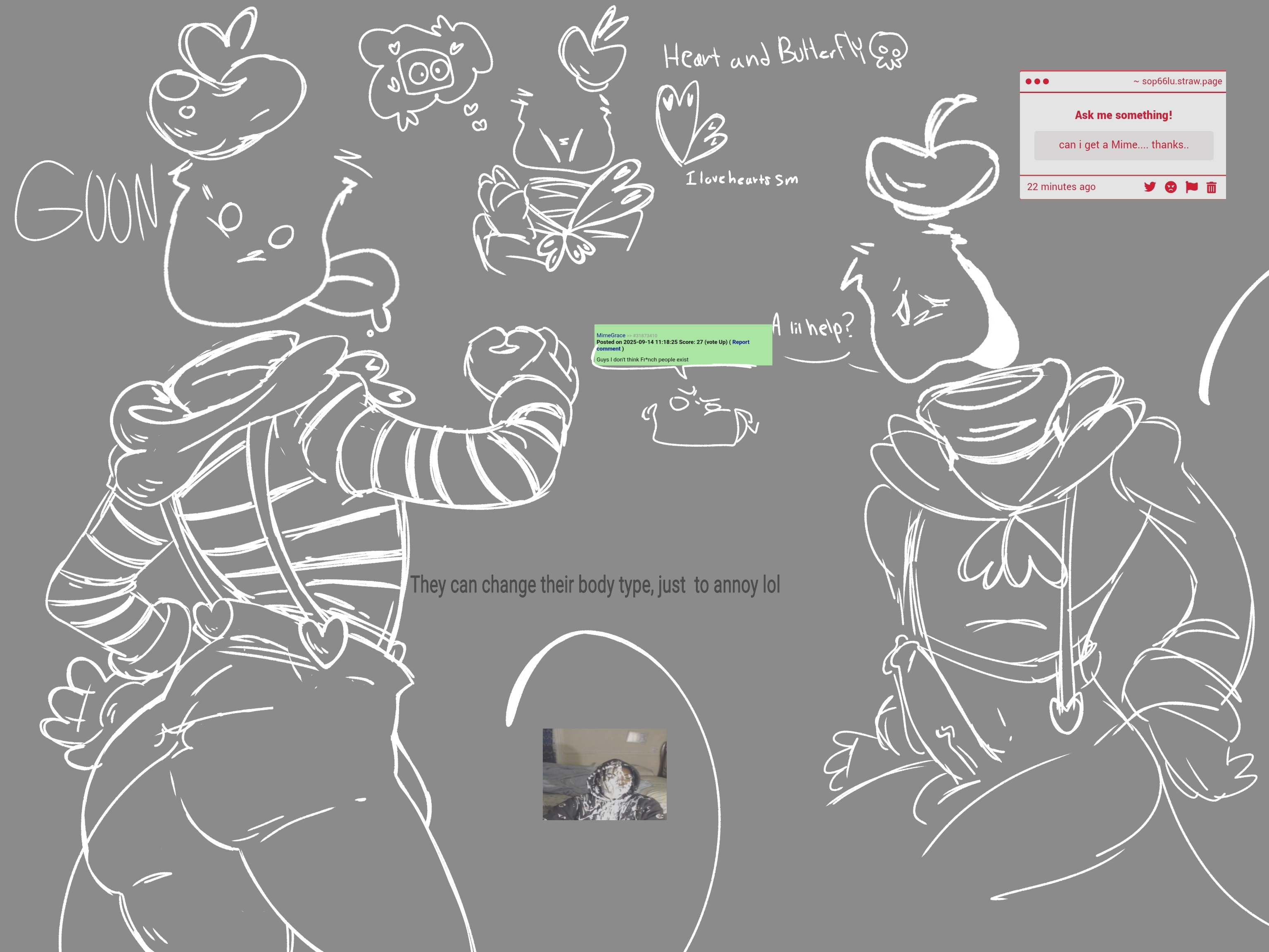 back view, big ass, curvy, grace (roblox), meme in the background, mime, mime (grace), no color, penis, request, requested art, roblox, roblox game, self upload, simple background, simple color, smiling, sop.66, tagme