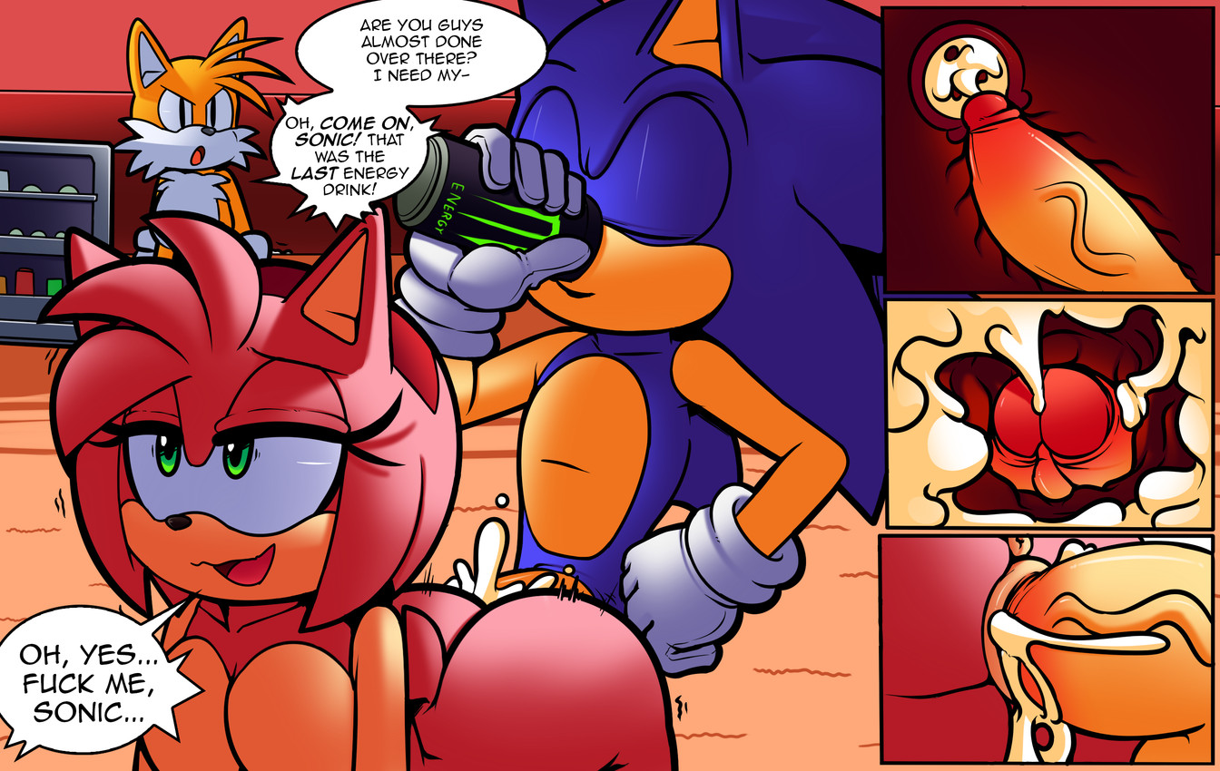 amy rose, annoyed, audience, casual, casual sex, chugging, cum, cum in pussy, dialogue, dreamcastzx1, female, footwear, group, handwear, handwear and footwear only, hypercasual, in front of another, internal view, male, miles tails prower, monster energy, monster energy drink, sonic (series), sonic the hedgehog, sonic the hedgehog (series), straight, superbunnygt, tails the fox, turboranger