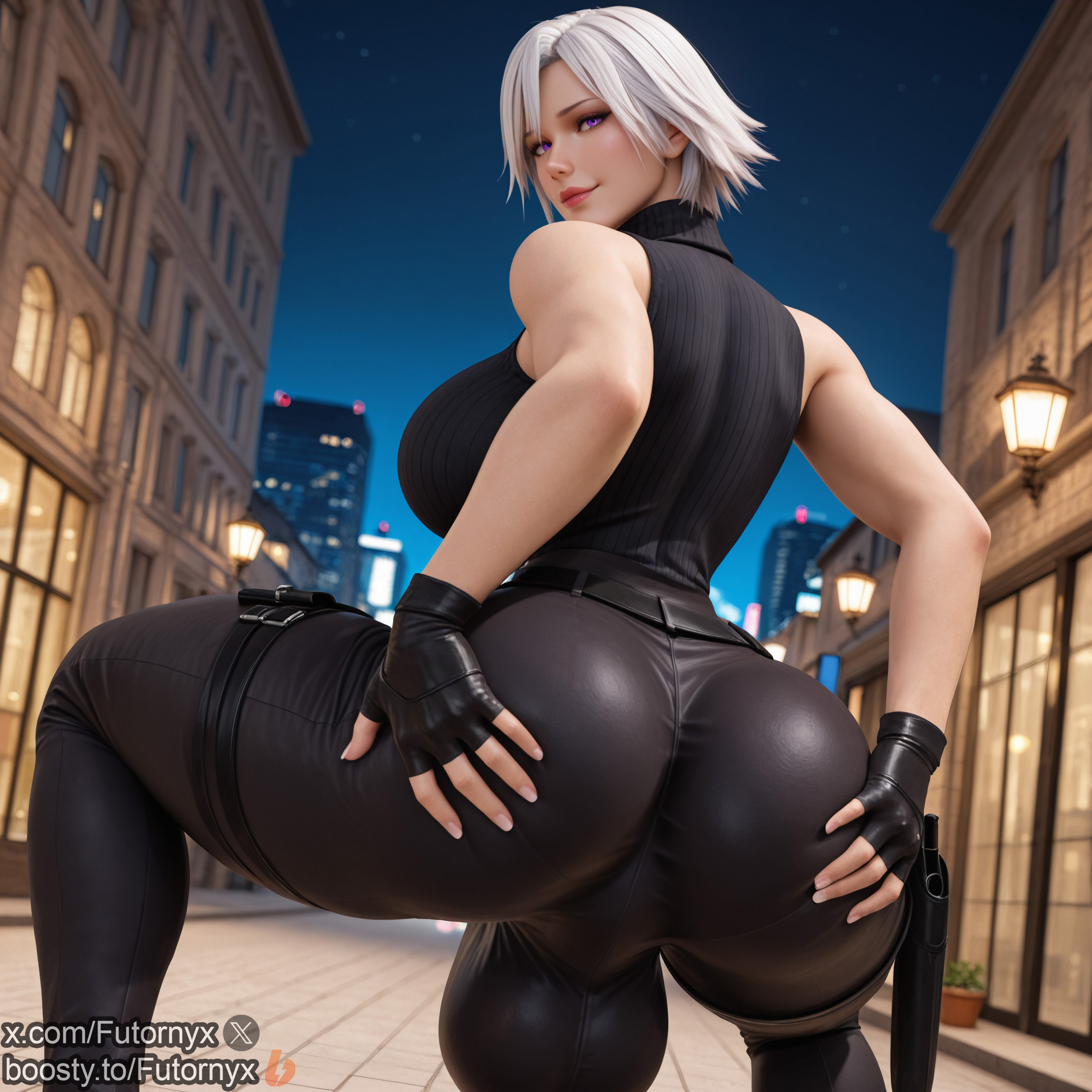 1futa, ai generated, boosty, boosty username, breasts, bulge, christie (doa), dead or alive, dickgirl, futanari, futornyx, huge breasts, intersex, large breasts, purple hair, solo, twitter username, white hair, wide hips