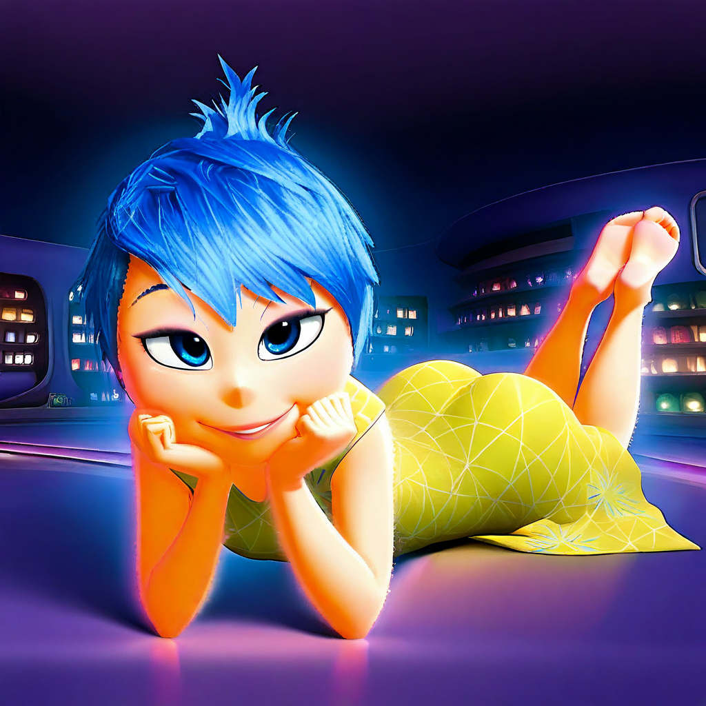 1girls 2025 ai_generated ass background blue_eyes blue_hair civitai d3rmal disney female hands indoors inside_out inside_out_2 joy_(inside_out) laying_down laying_on_stomach legs_up looking_at_viewer pixar seductive shorts smiling solo tagme vest wanting_sex