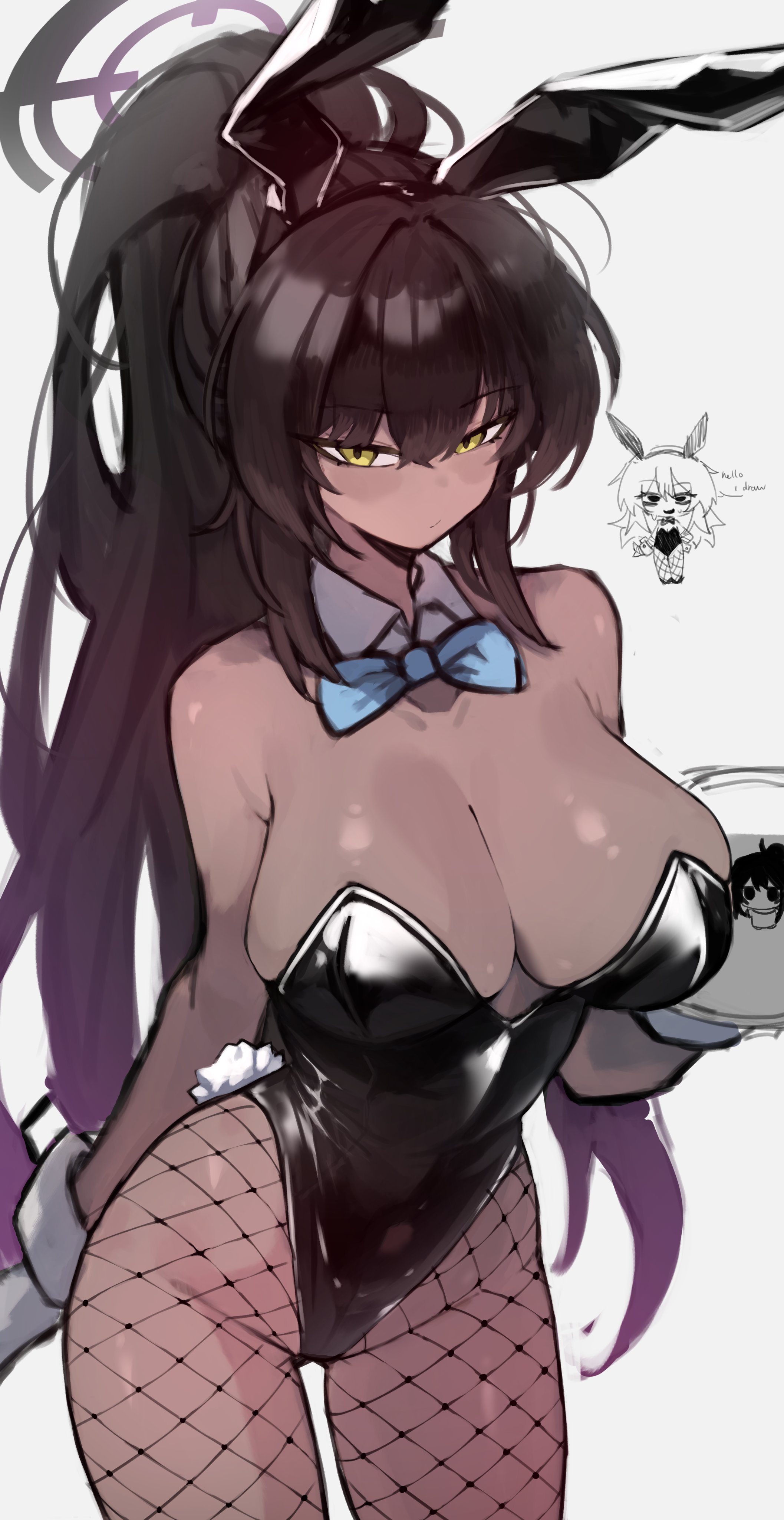 1girls, absurd res, big breasts, blue archive, breasts, bunny ears, bunny tail, bunnysuit, female, fishnets, hi res, karin (blue archive), karin (bunny) (blue archive), shigezie, tagme, thick thighs, thighs, yellow eyes