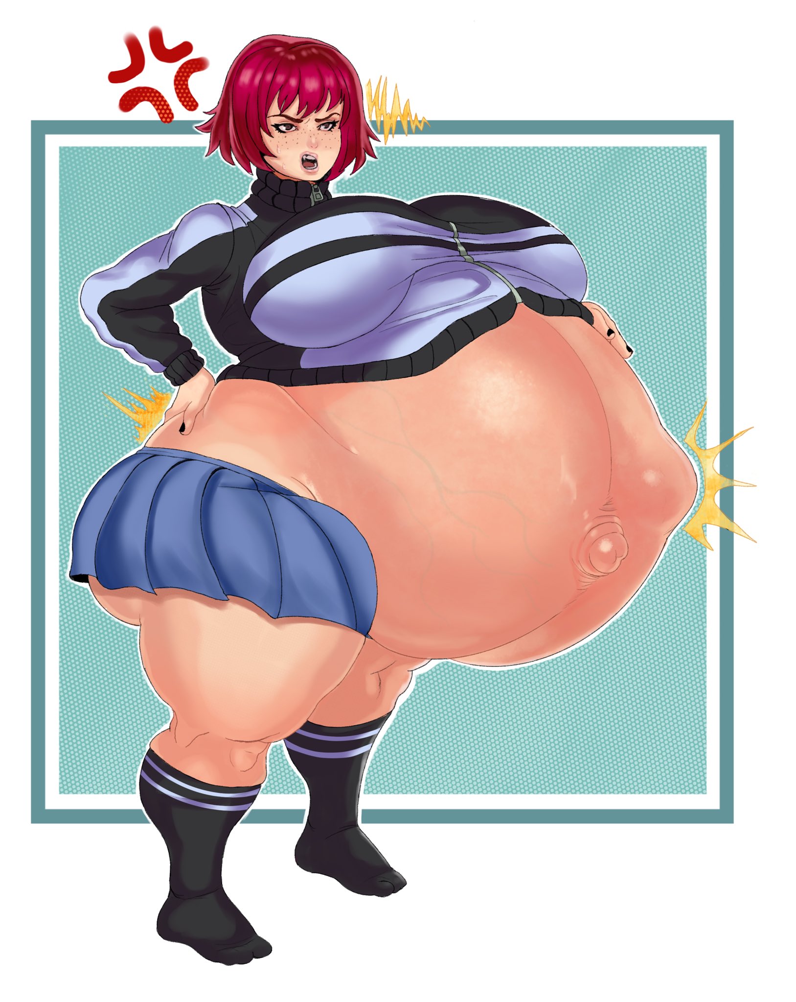 ass, big ass, big breasts, breasts, female, hyper, hyper pregnancy, kicking (pregnancy), kim pine, not loving pregnancy, pregnant, red hair, scott pilgrim, scott pilgrim takes off, scott pilgrim vs. the world, scunnerturn, socks, solo, solo female, tagme, thick thighs, veiny belly