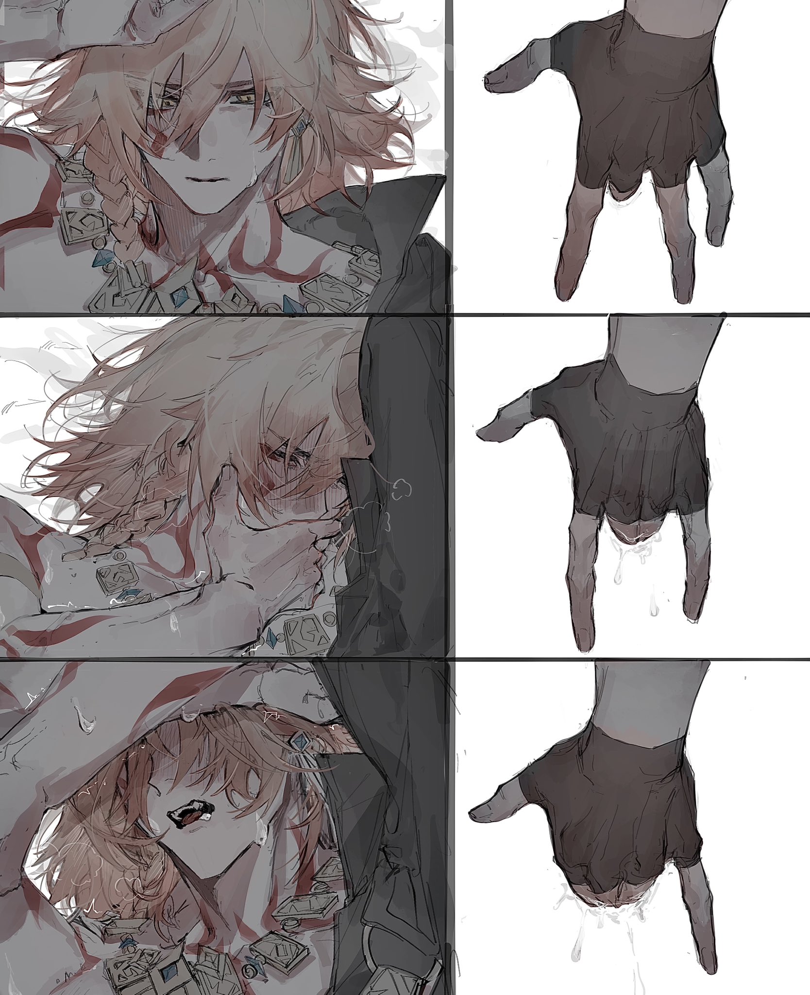 2boys, anal, anal fingering, fingering, gay, honkai: star rail, implied sex, male, male only, mydei (honkai: star rail), no visible genitalia, phaidei (honkai: star rail), phainon (honkai: star rail), sunset 1830, yaoi