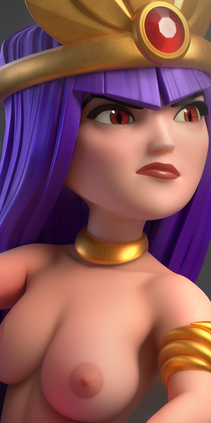 archer queen (clash of clans), archer queen (clash royale), clash (series), clash of clans, clash royale, huge breasts, jungle queen (clash of clans)