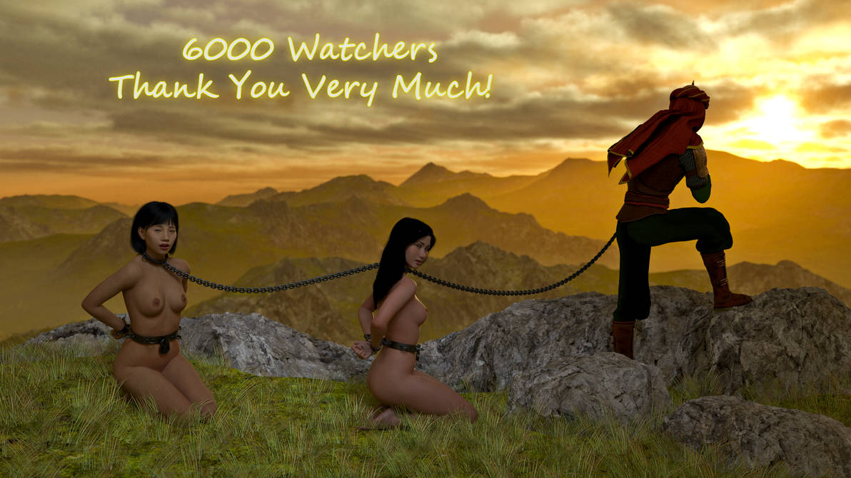 1boy 2girls 3d arms_behind_back barefoot black_hair bondage bound_wrists breasts clothed_male_nude_female coffle collar completely_nude completely_nude_female cuffs english_text evan_(fantasytubasa) fantasytubasa female femsub kneeling linked_collar male multiple_girls multiple_subs nude nude_female original outdoors rie_(fantasytubasa) slave slave_raid slavegirl spoils_of_war waist_cuff wrist_cuffs