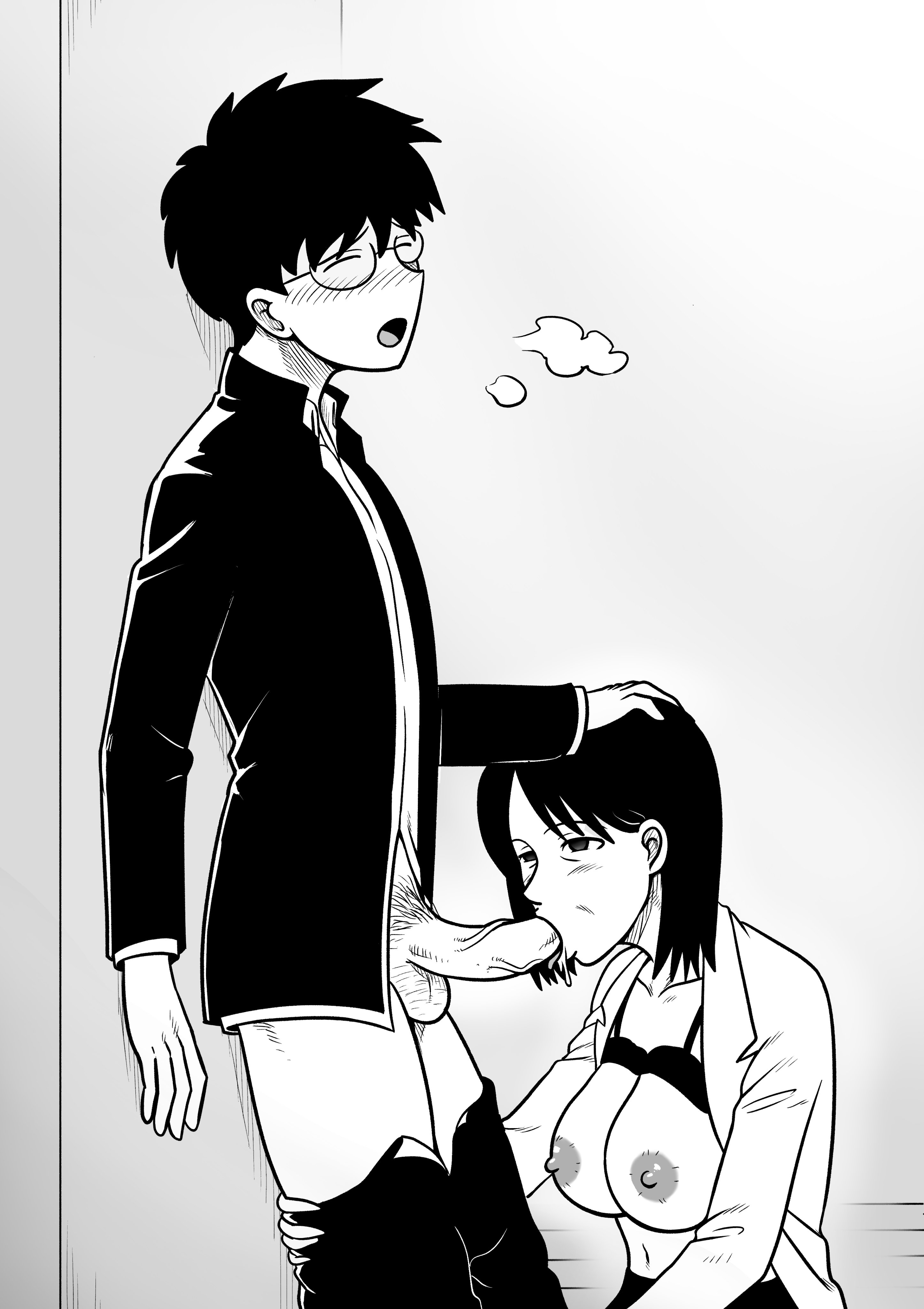 1boy, 1boy1girl, 1girls, against wall, alamama, areola, areolae, balls, ballsack, big penis, blowjob, blowjob face, blush, blush lines, breasts, breasts out, fellatio, female, female penetrated, hand on head, head grab, keiko arima, large penis, male, male penetrating, male penetrating female, male/female, mature female, milf, mother, mother and son, nipples, older female, pants down, penis, penis in mouth, son, tohno shiki, vein, veiny penis