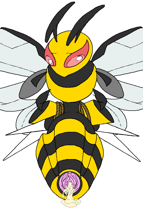 2017 abdomen arthropod arthropod_abdomen arthropod_abdomen_genitalia arthropod_abdomen_pussy bee beedrill black_skin blugue blush cum cum_in_pussy cum_inside female feral insects mega_beedrill mega_evolution nintendo pokemon pussy red_eyes solo video_games yellow_skin